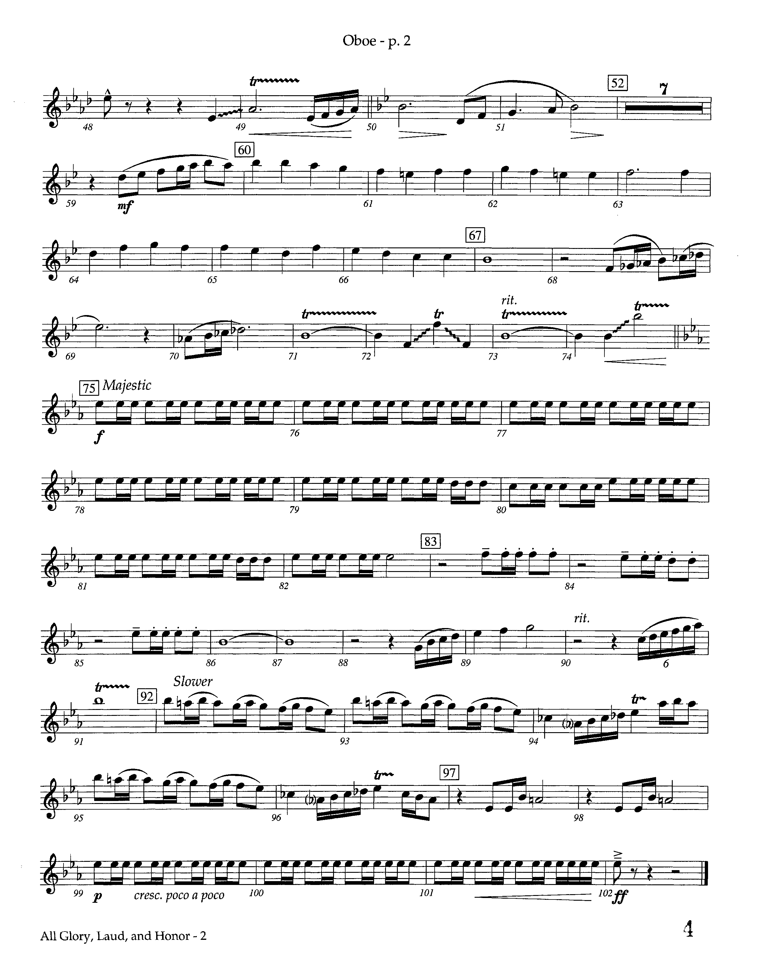 All Glory Laud And Honor (Instrumental) Oboe (Lifeway Worship / Arr. Steve Dunn)