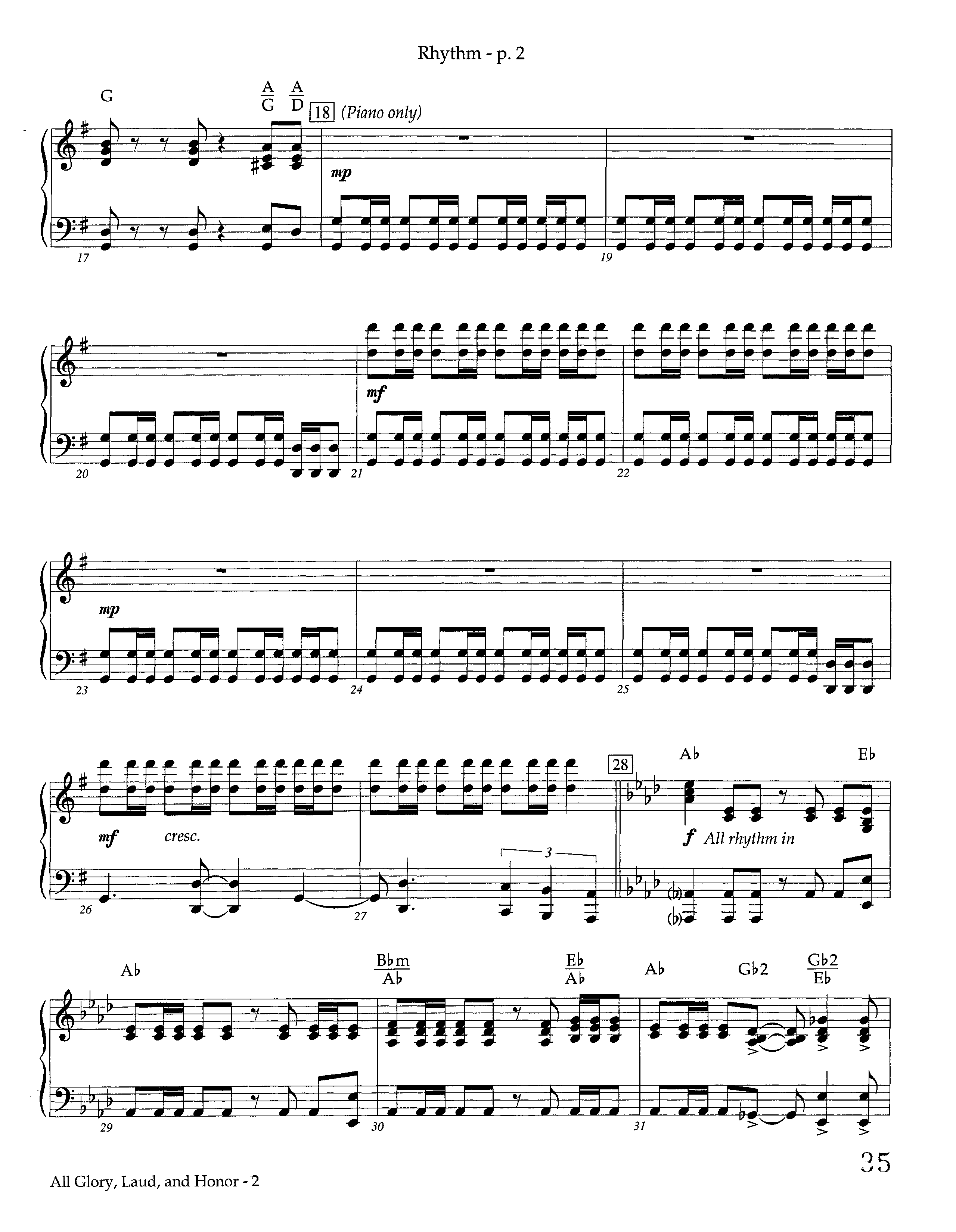 All Glory Laud And Honor (Instrumental) Piano/Rhythm (Lifeway Worship / Arr. Steve Dunn)