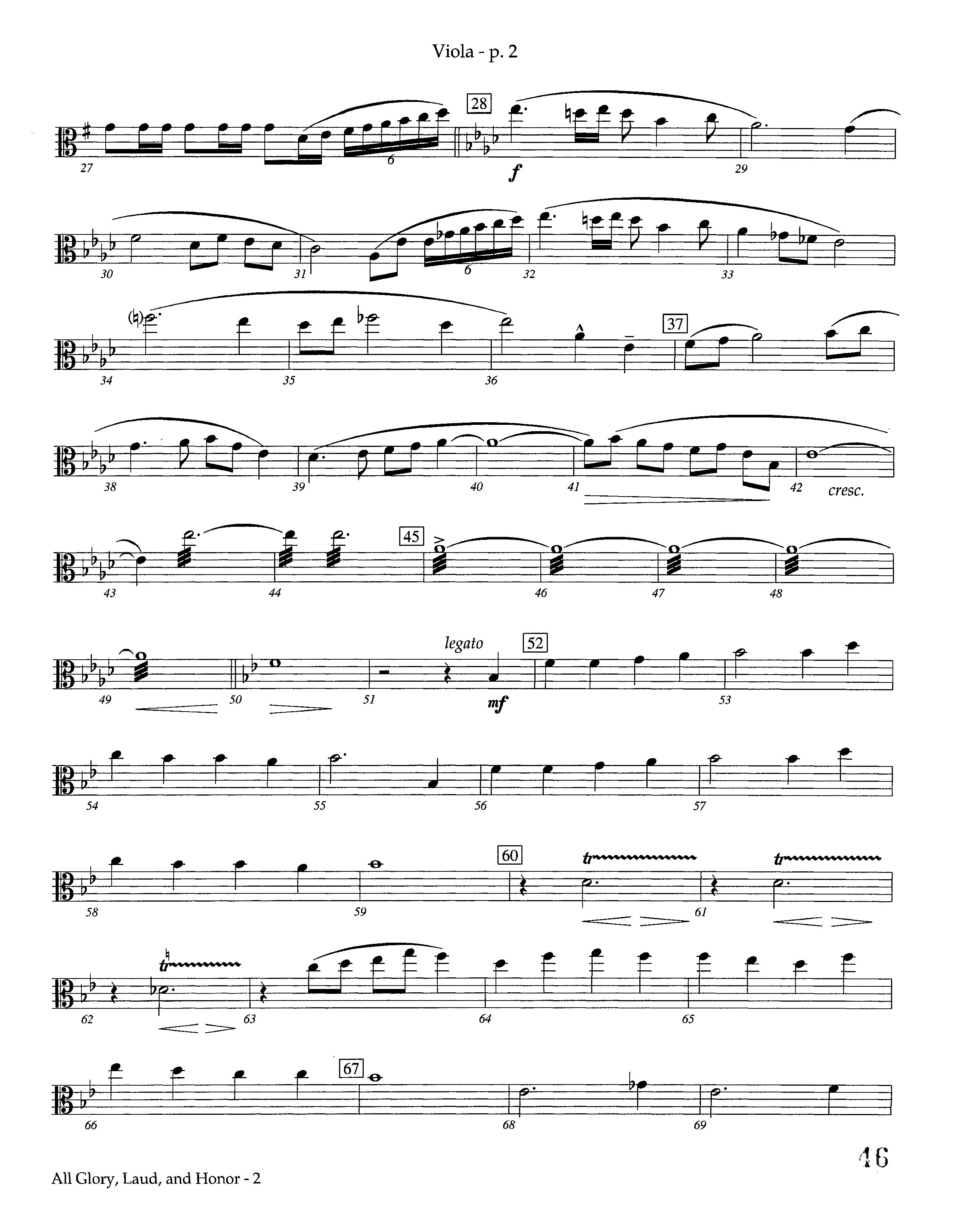 All Glory Laud And Honor (Instrumental) Viola (Lifeway Worship / Arr. Steve Dunn)