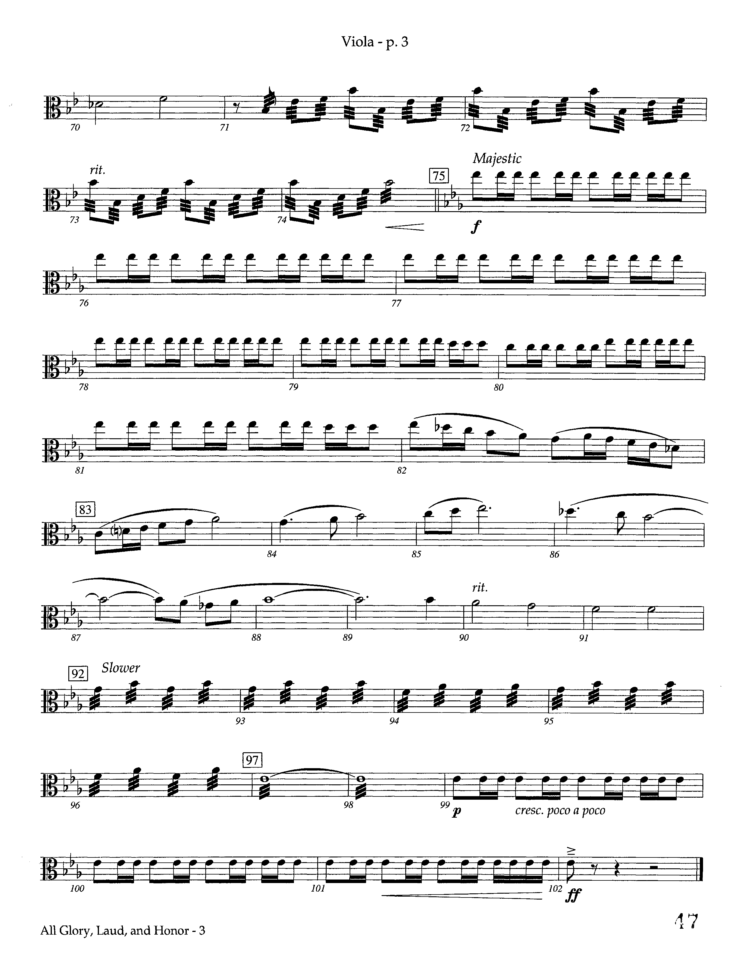 All Glory Laud And Honor (Instrumental) Viola (Lifeway Worship / Arr. Steve Dunn)