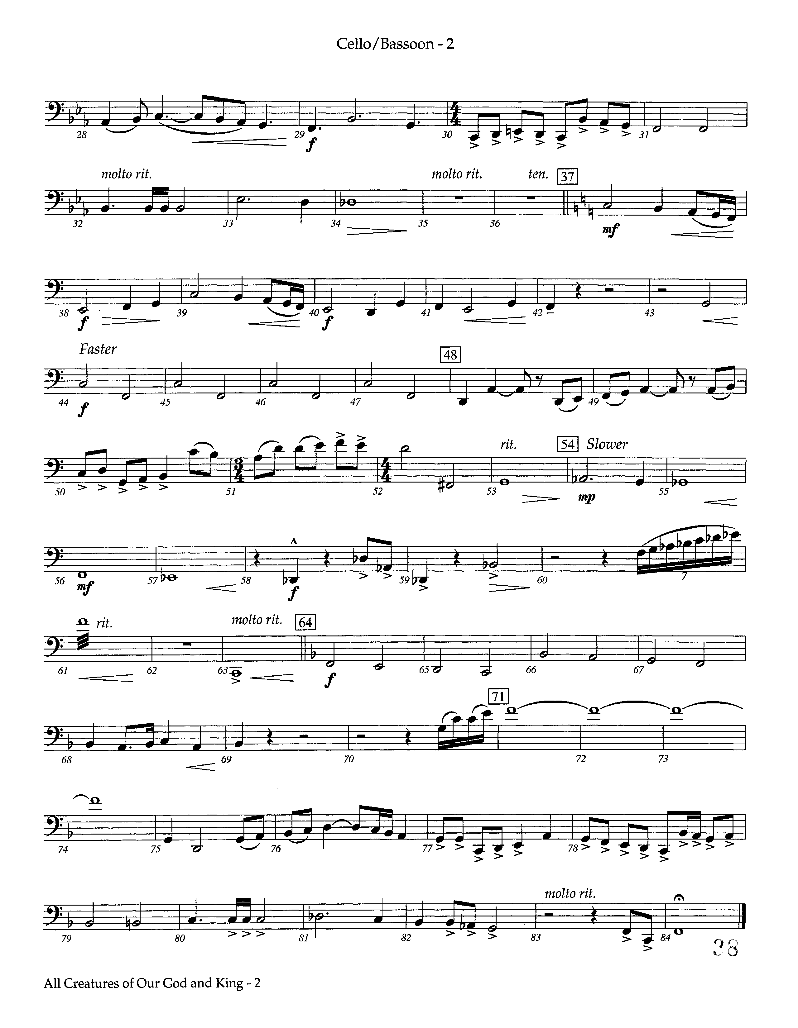 All Creatures Of Our God And King (Instrumental) Cello (Lifeway Worship / Arr. Ed Dickinson)