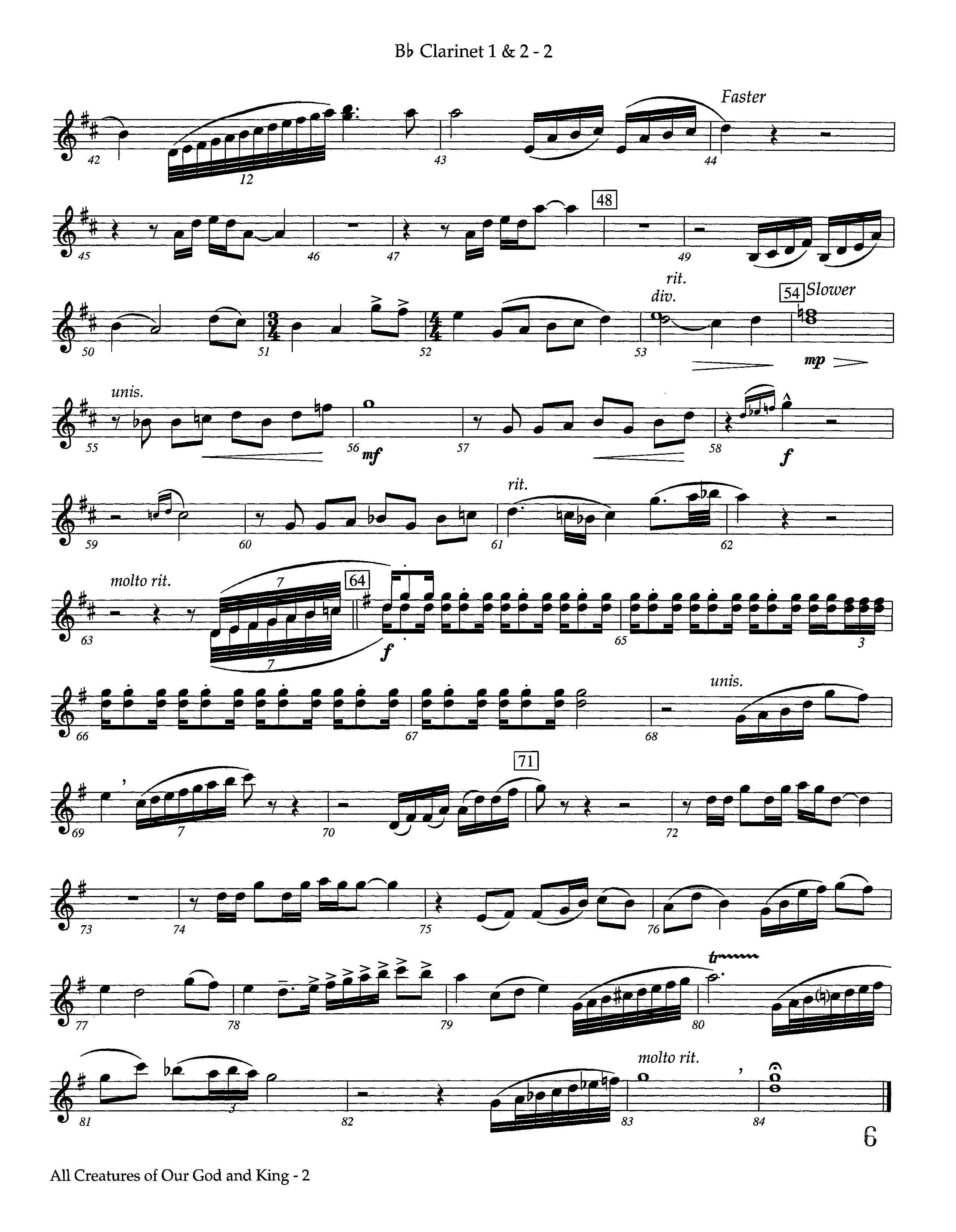 All Creatures Of Our God And King (Instrumental) Clarinet 1/2 (Lifeway Worship / Arr. Ed Dickinson)