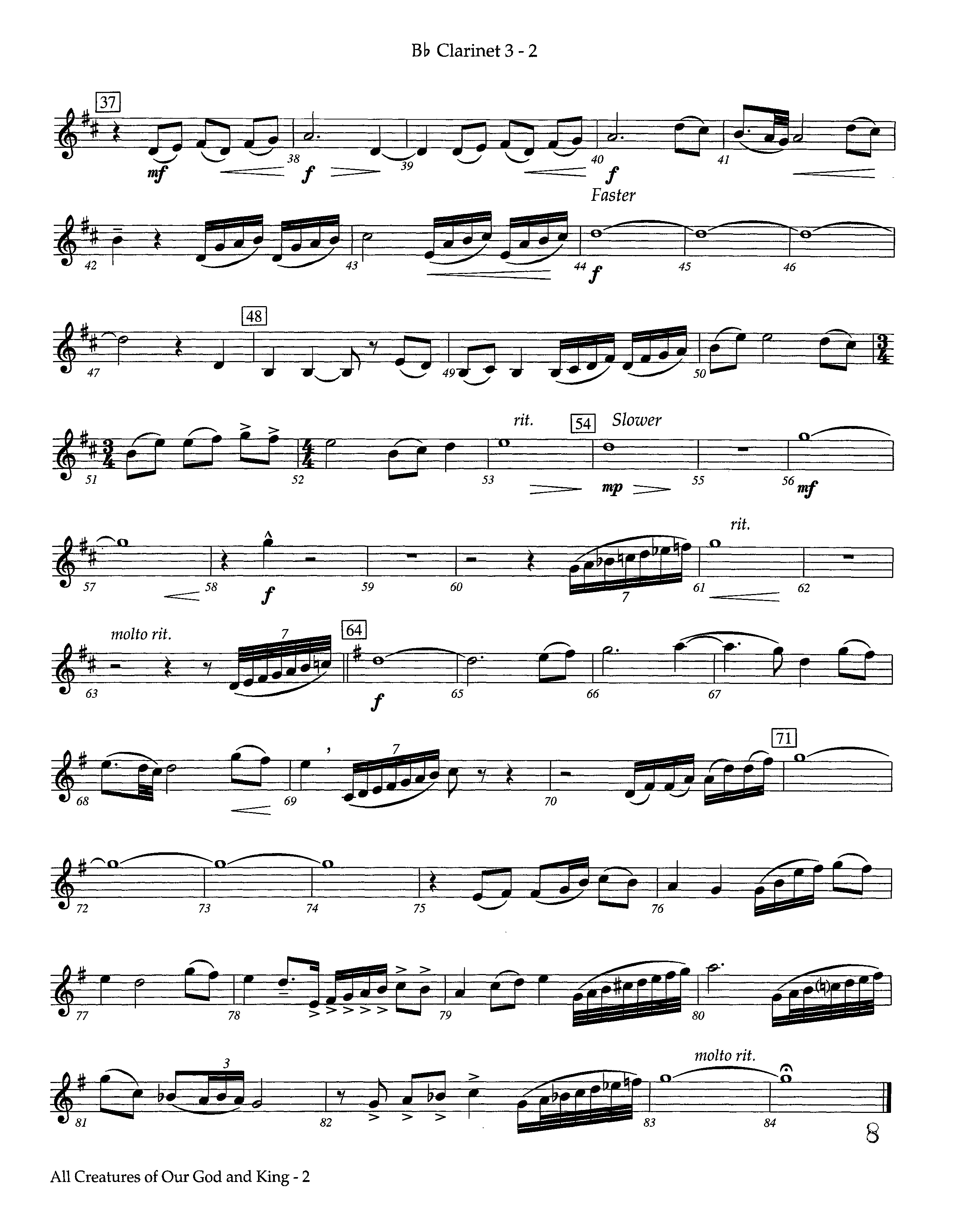 All Creatures Of Our God And King (Instrumental) Clarinet 3 (Lifeway Worship / Arr. Ed Dickinson)