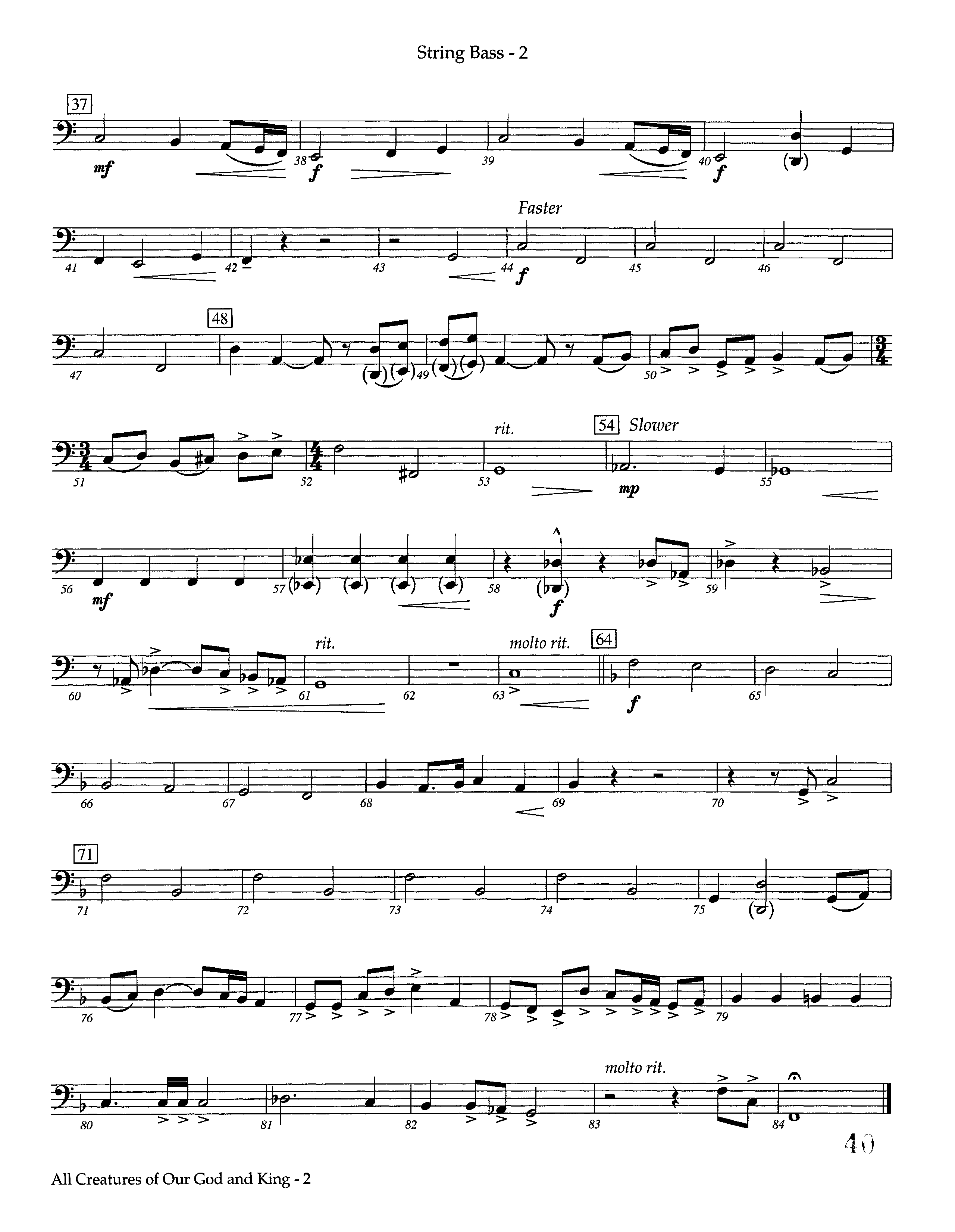 All Creatures Of Our God And King (Instrumental) Double Bass (Lifeway Worship / Arr. Ed Dickinson)