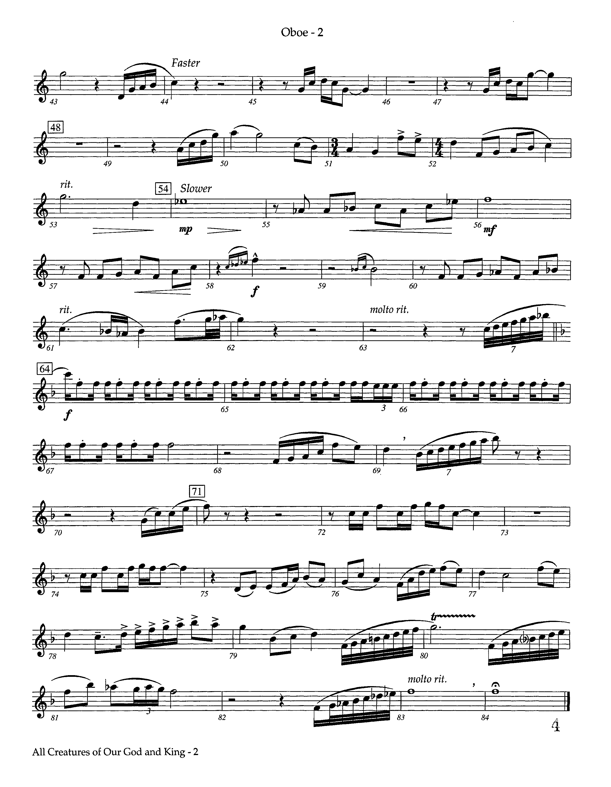 All Creatures Of Our God And King (Instrumental) Oboe (Lifeway Worship / Arr. Ed Dickinson)