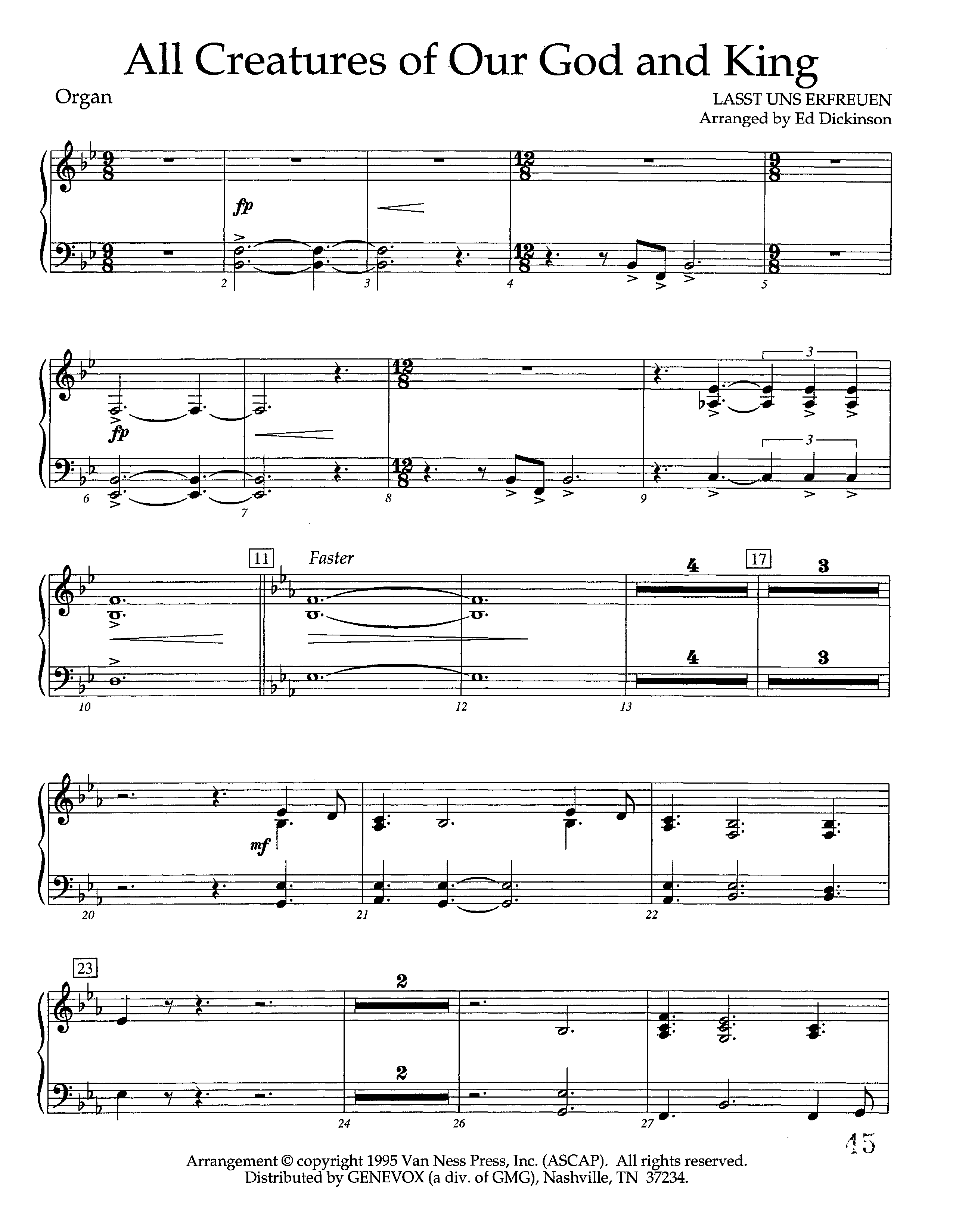 All Creatures Of Our God And King (Instrumental) Organ (Lifeway Worship / Arr. Ed Dickinson)