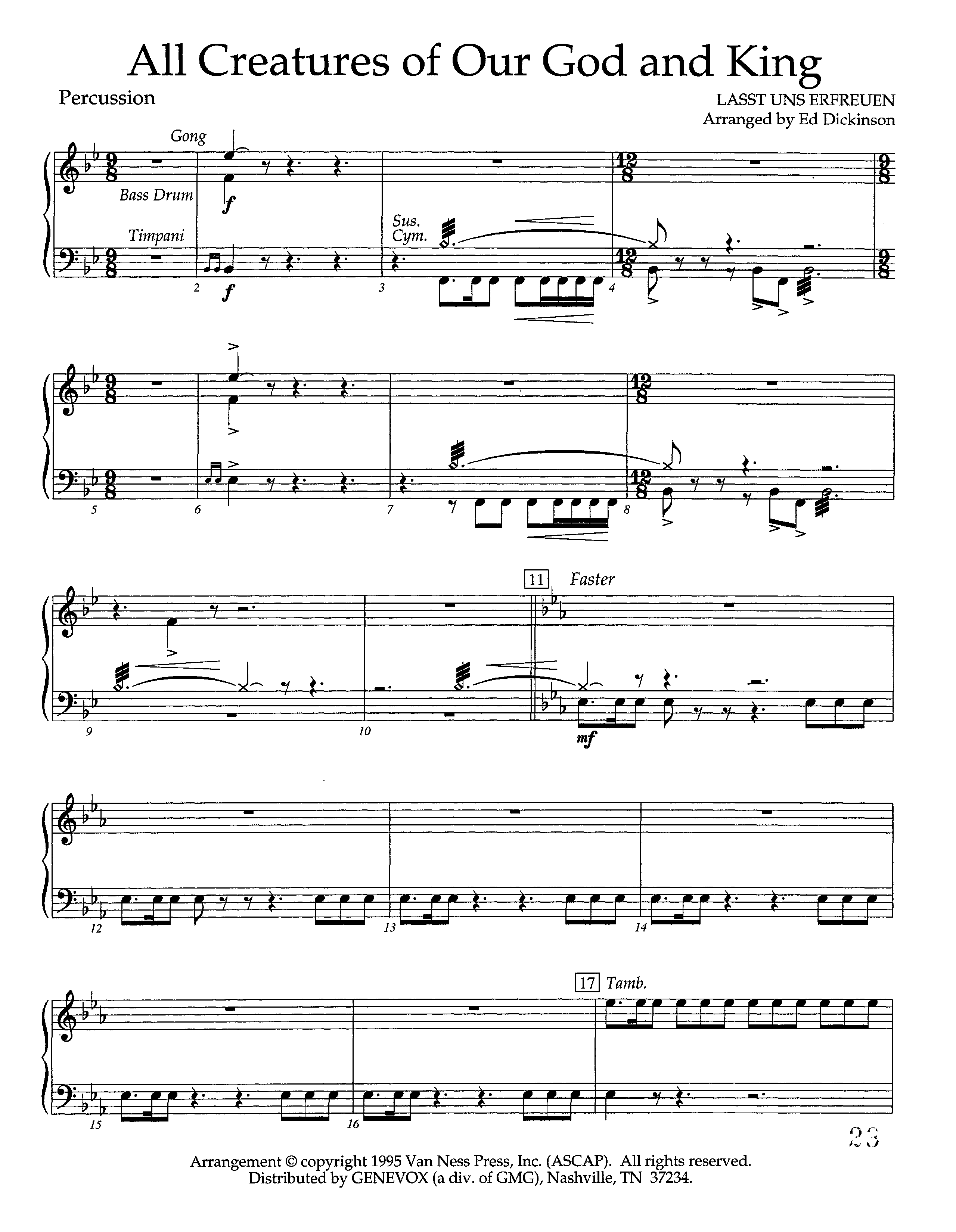 All Creatures Of Our God And King (Instrumental) Percussion (Lifeway Worship / Arr. Ed Dickinson)