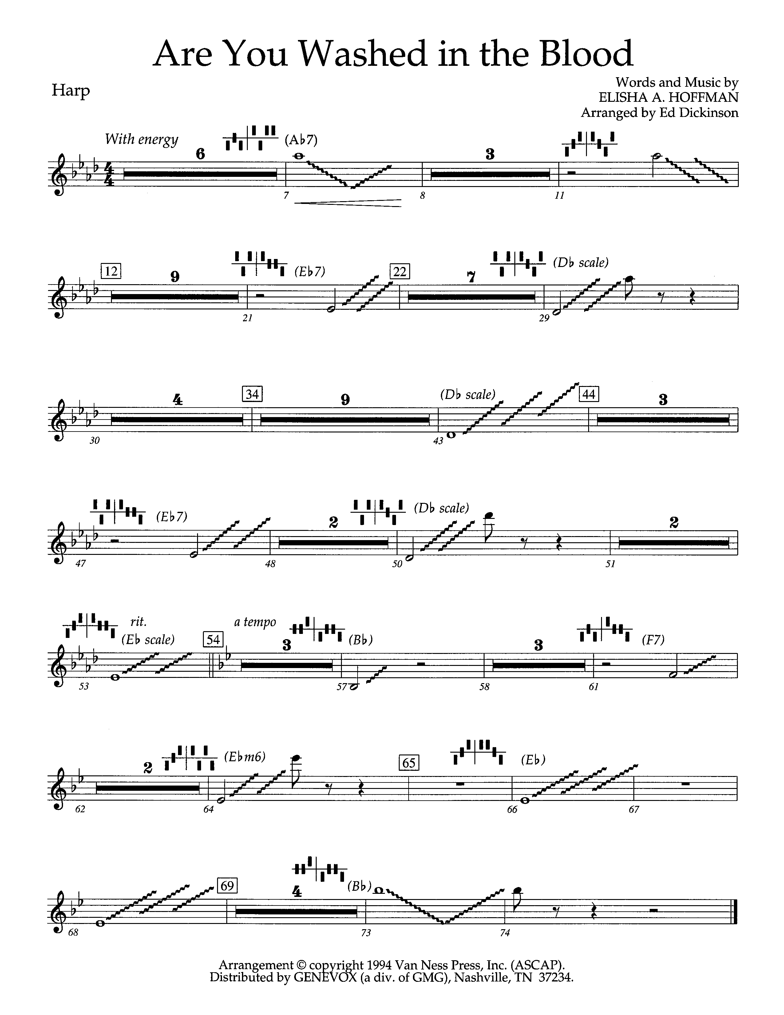 Are You Washed In The Blood (Instrumental) Harp (Lifeway Worship / Arr. Ed Dickinson)