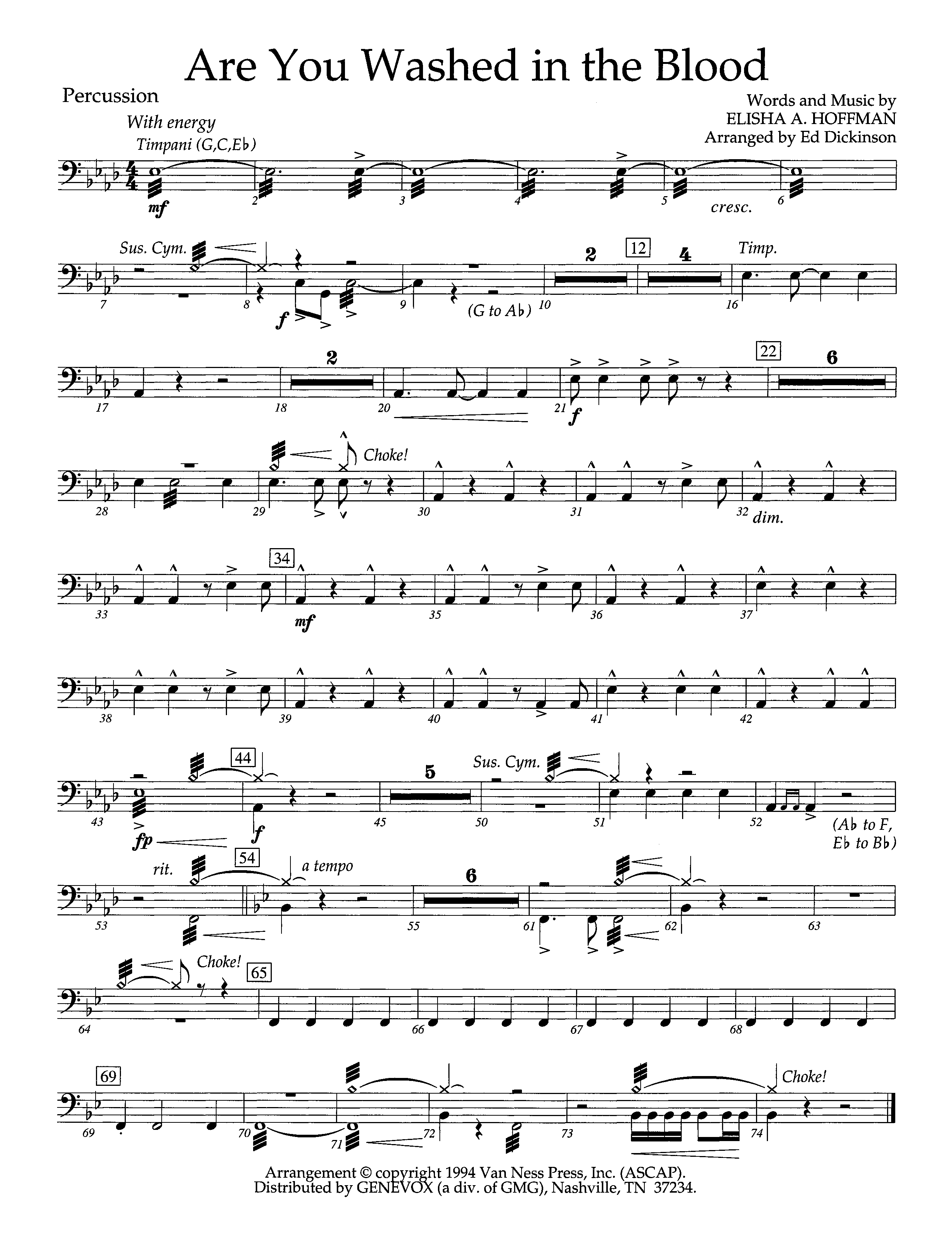 Are You Washed In The Blood (Instrumental) Percussion (Lifeway Worship / Arr. Ed Dickinson)