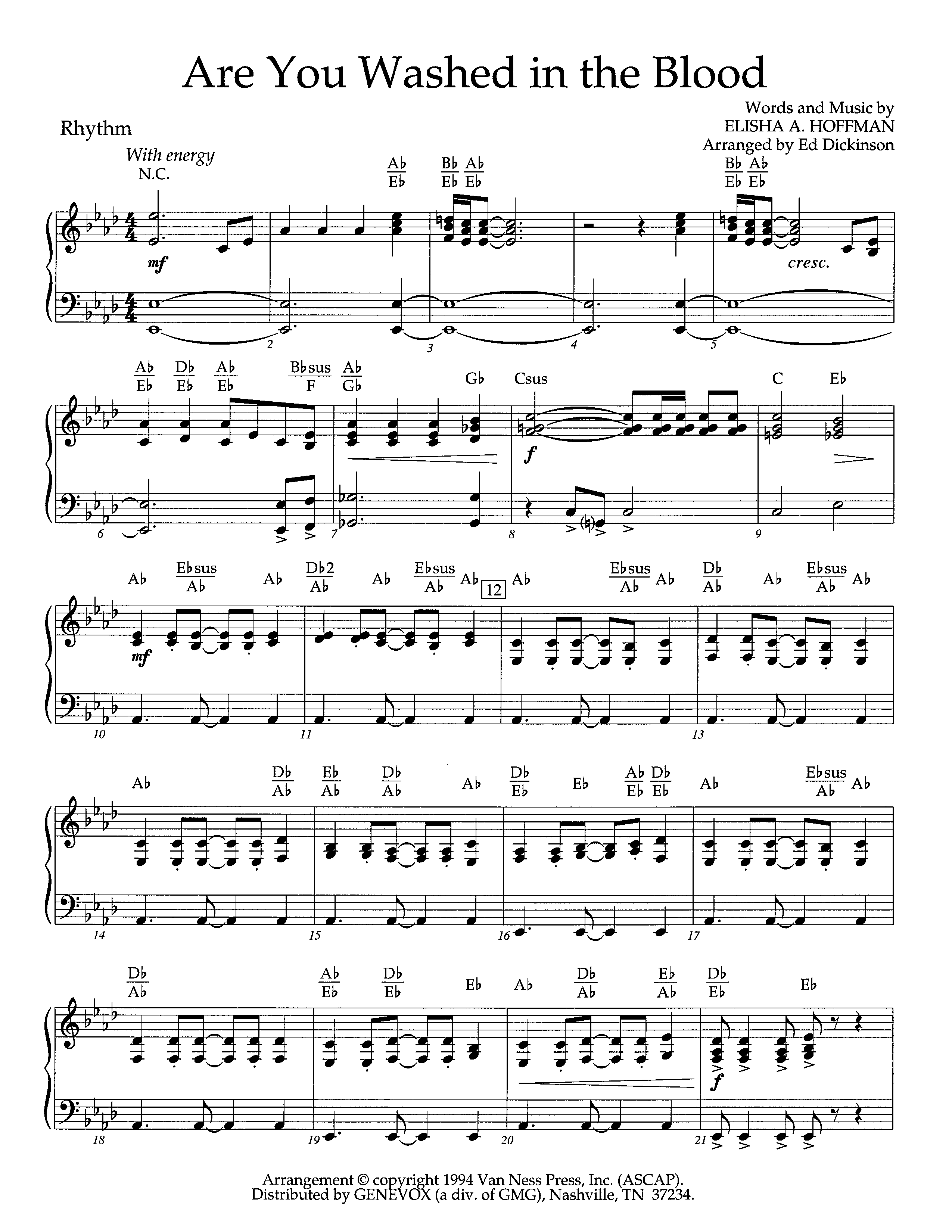 Are You Washed In The Blood (Instrumental) Piano/Rhythm (Lifeway Worship / Arr. Ed Dickinson)