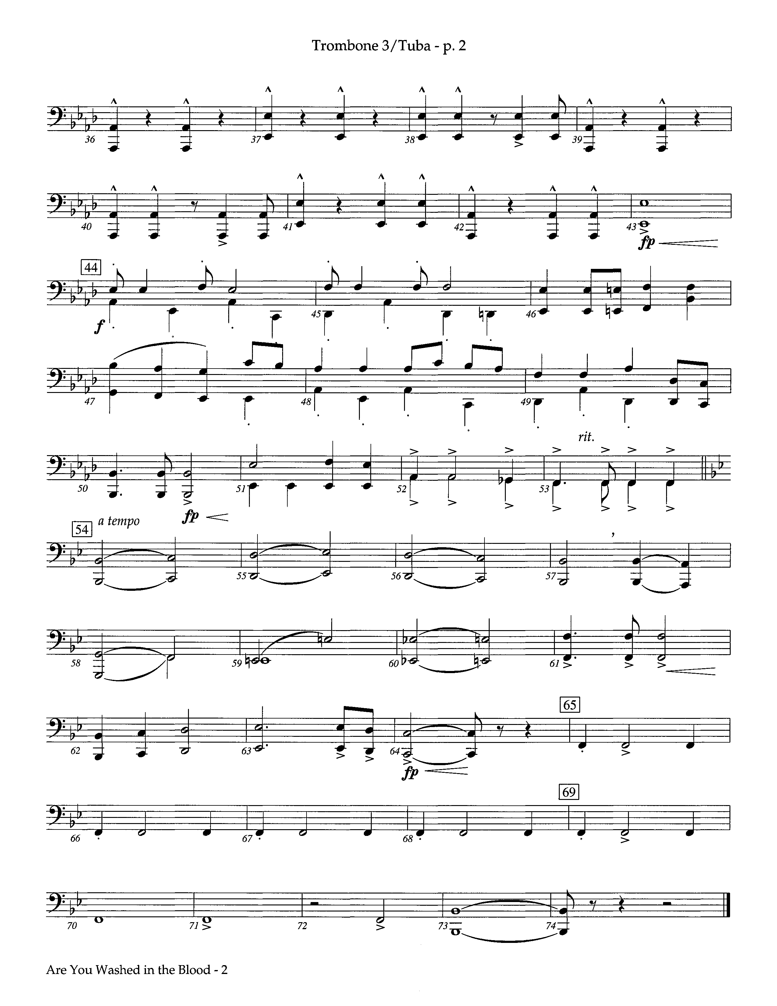 Are You Washed In The Blood (Instrumental) Trombone 3/Tuba (Lifeway Worship / Arr. Ed Dickinson)