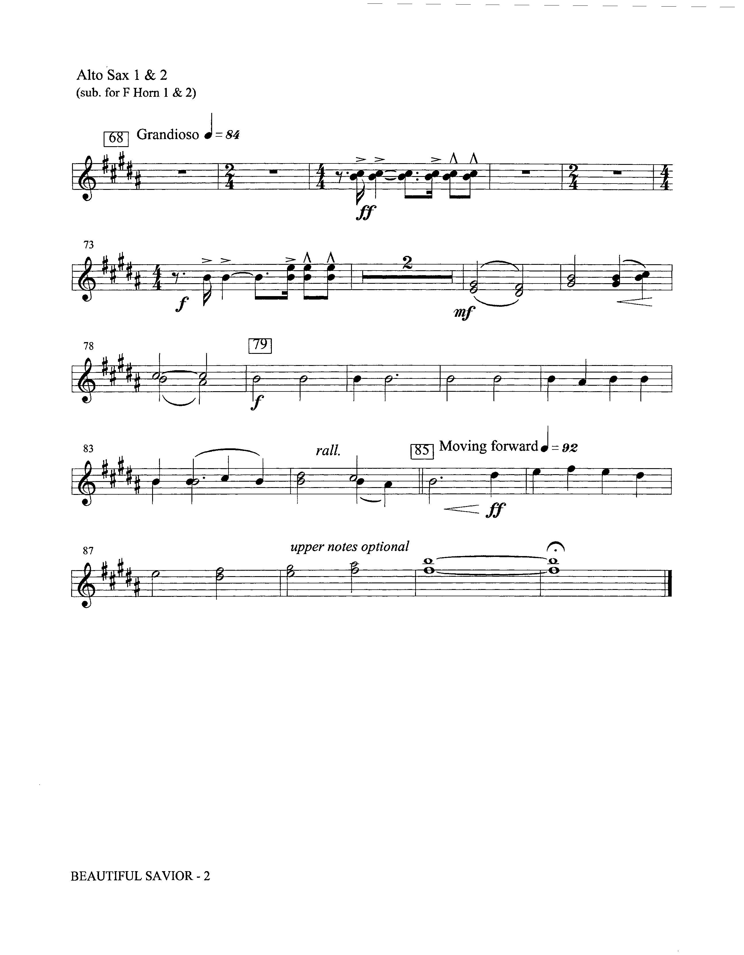 Beautiful Savior (Instrumental) Alto Sax 1/2 (Lifeway Worship / Arr. David Winkler)