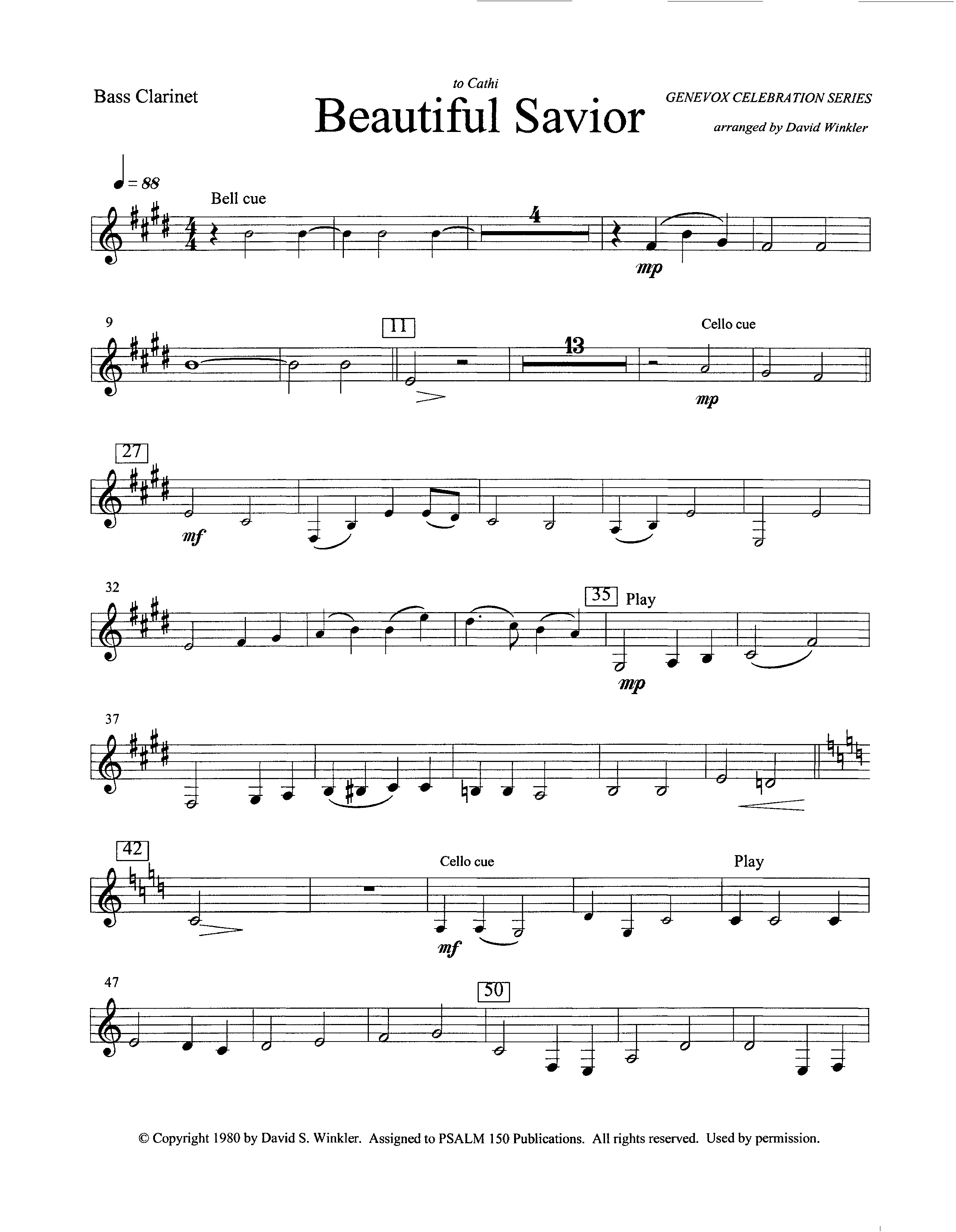 Beautiful Savior (Instrumental) Bass Clarinet (Lifeway Worship / Arr. David Winkler)