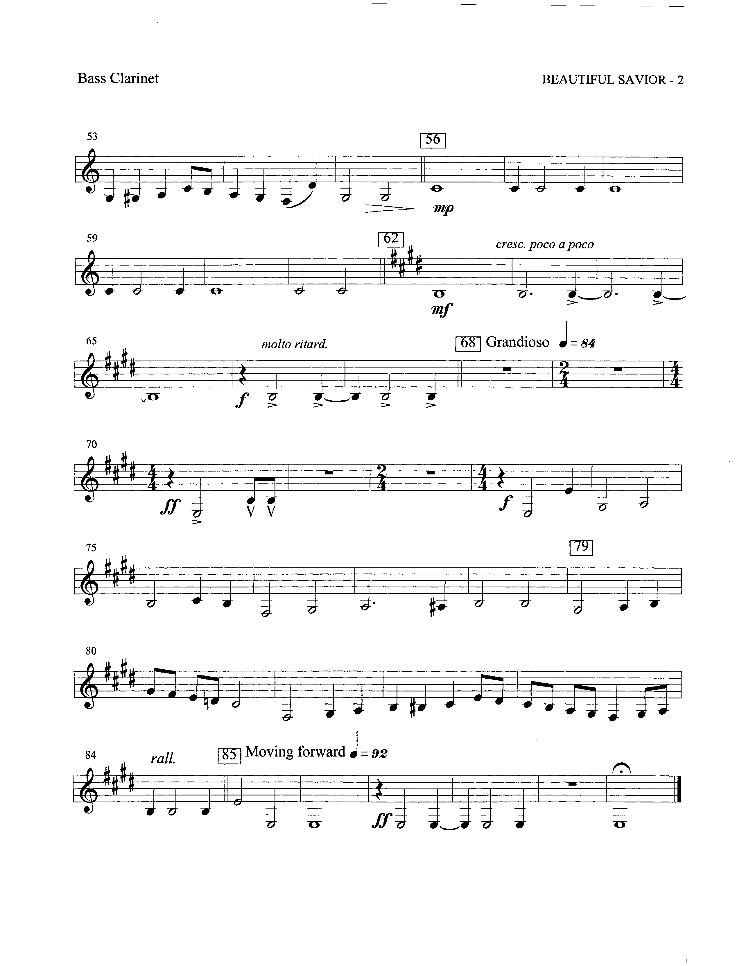 Beautiful Savior (Instrumental) Bass Clarinet (Lifeway Worship / Arr. David Winkler)