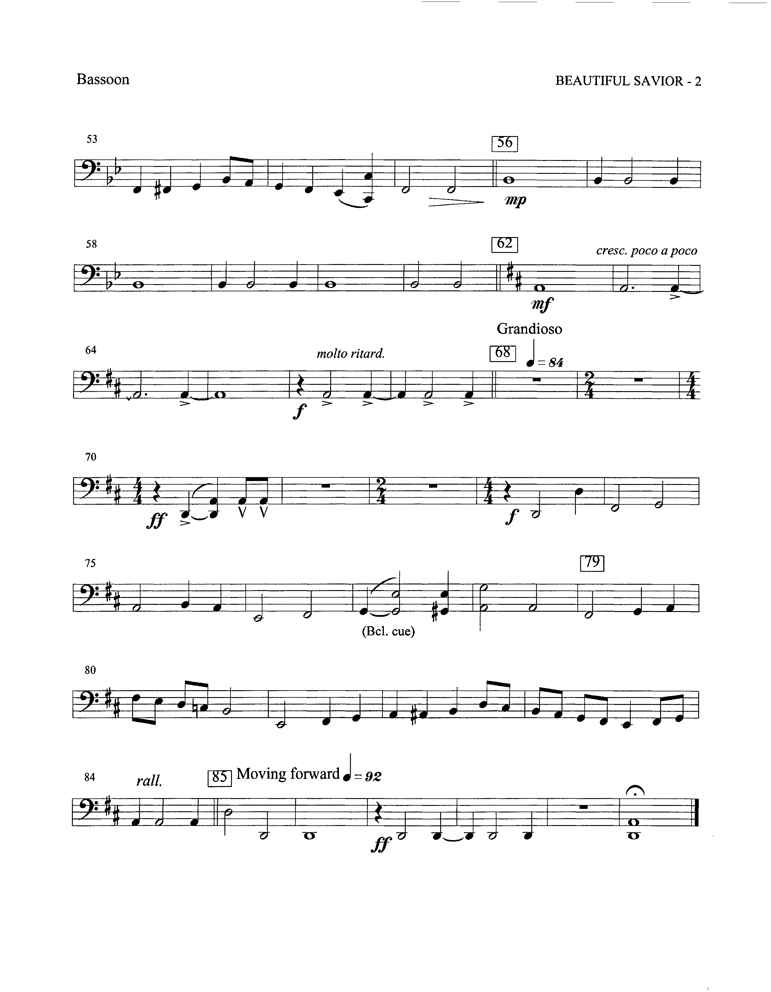 Beautiful Savior (Instrumental) Bassoon (Lifeway Worship / Arr. David Winkler)