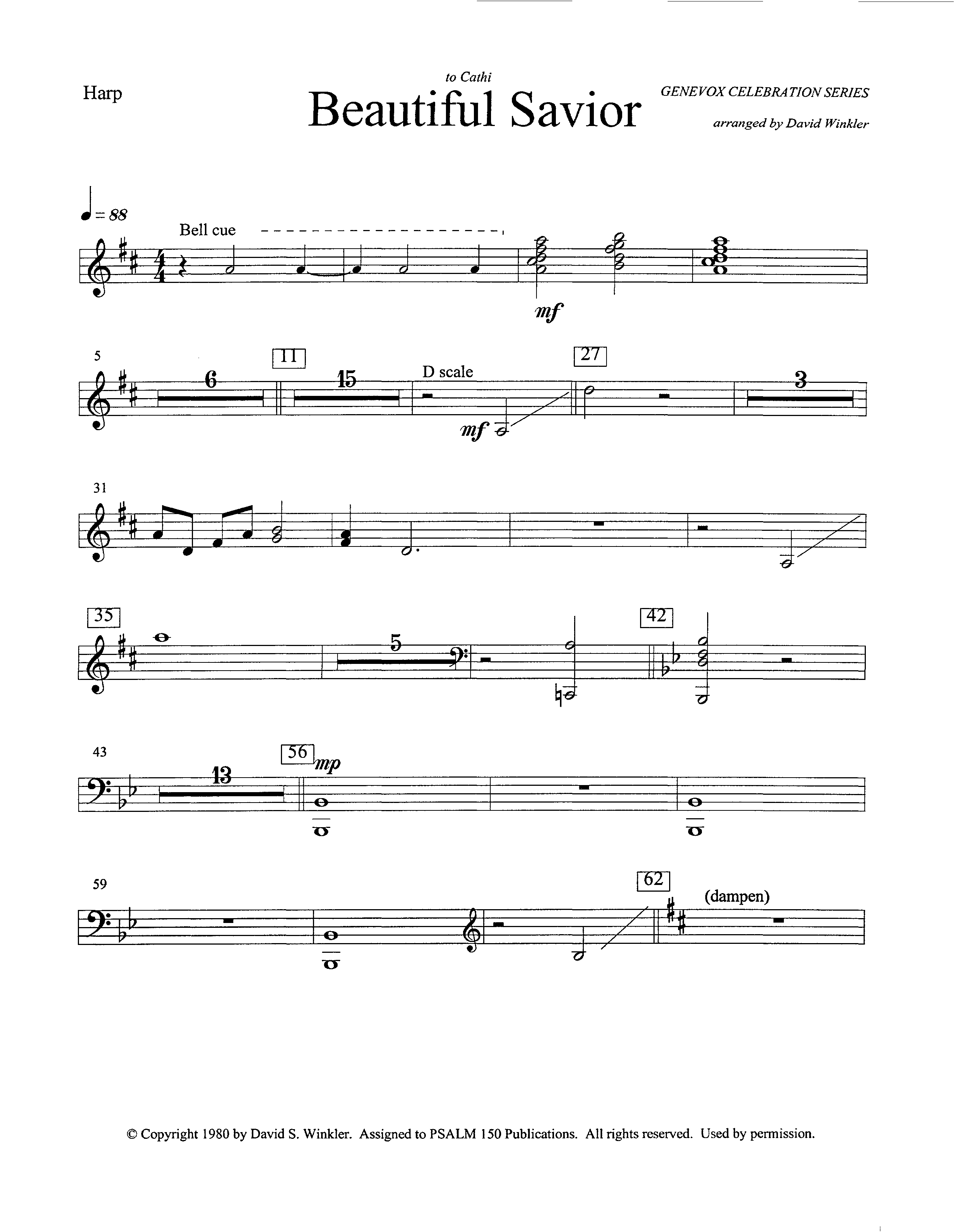 Beautiful Savior (Instrumental) Harp (Lifeway Worship / Arr. David Winkler)