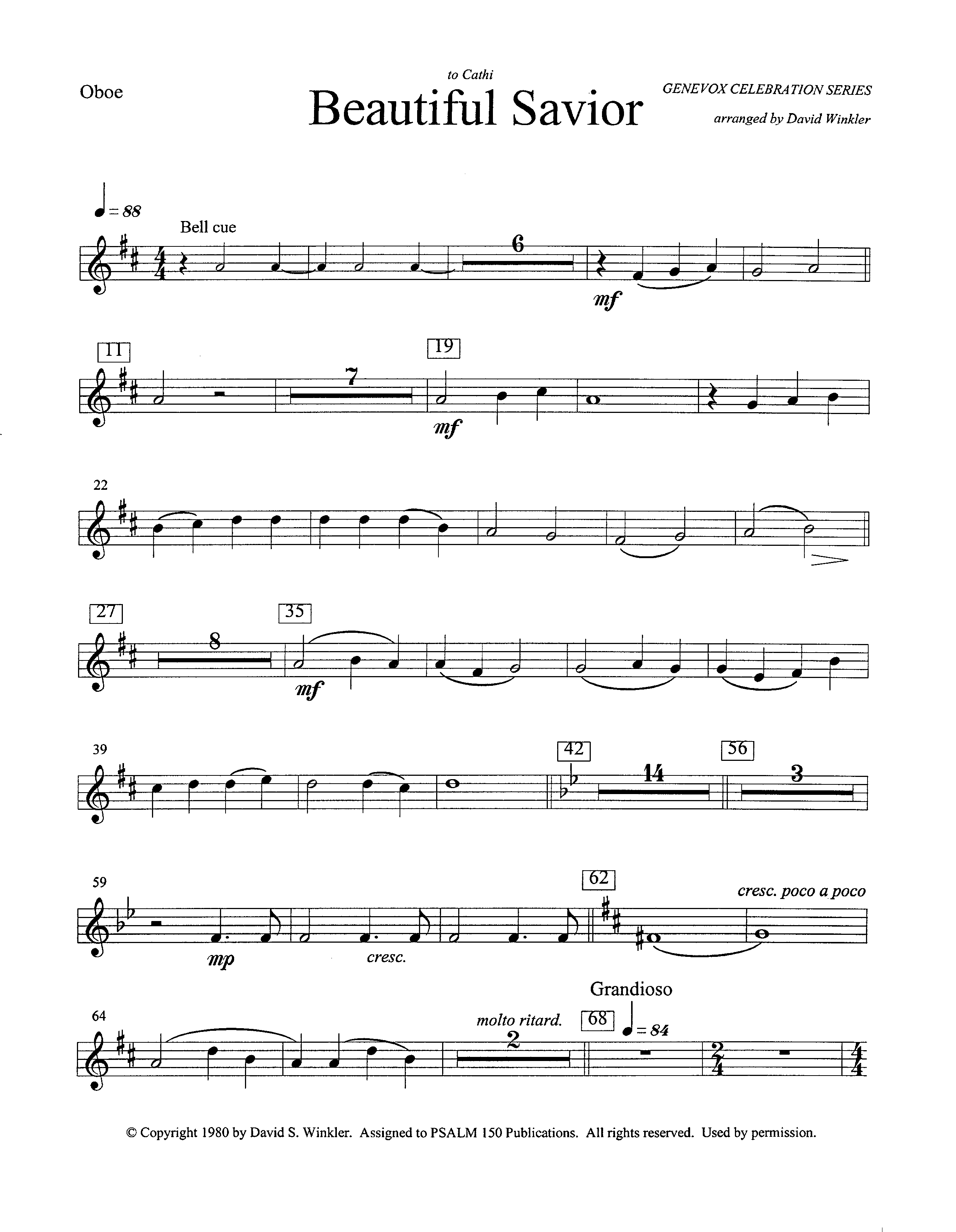 Beautiful Savior (Instrumental) Oboe (Lifeway Worship / Arr. David Winkler)