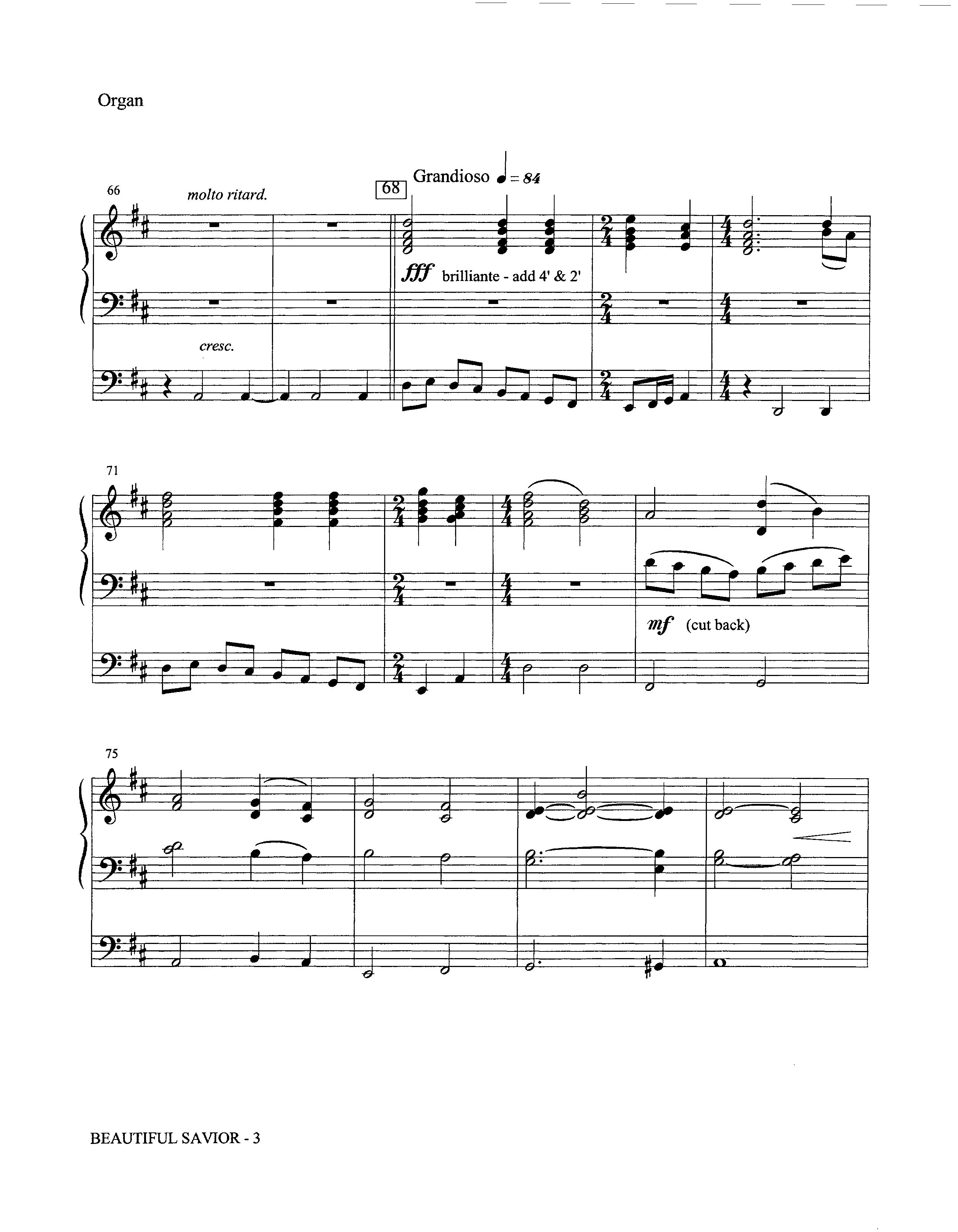 Beautiful Savior (Instrumental) Organ (Lifeway Worship / Arr. David Winkler)