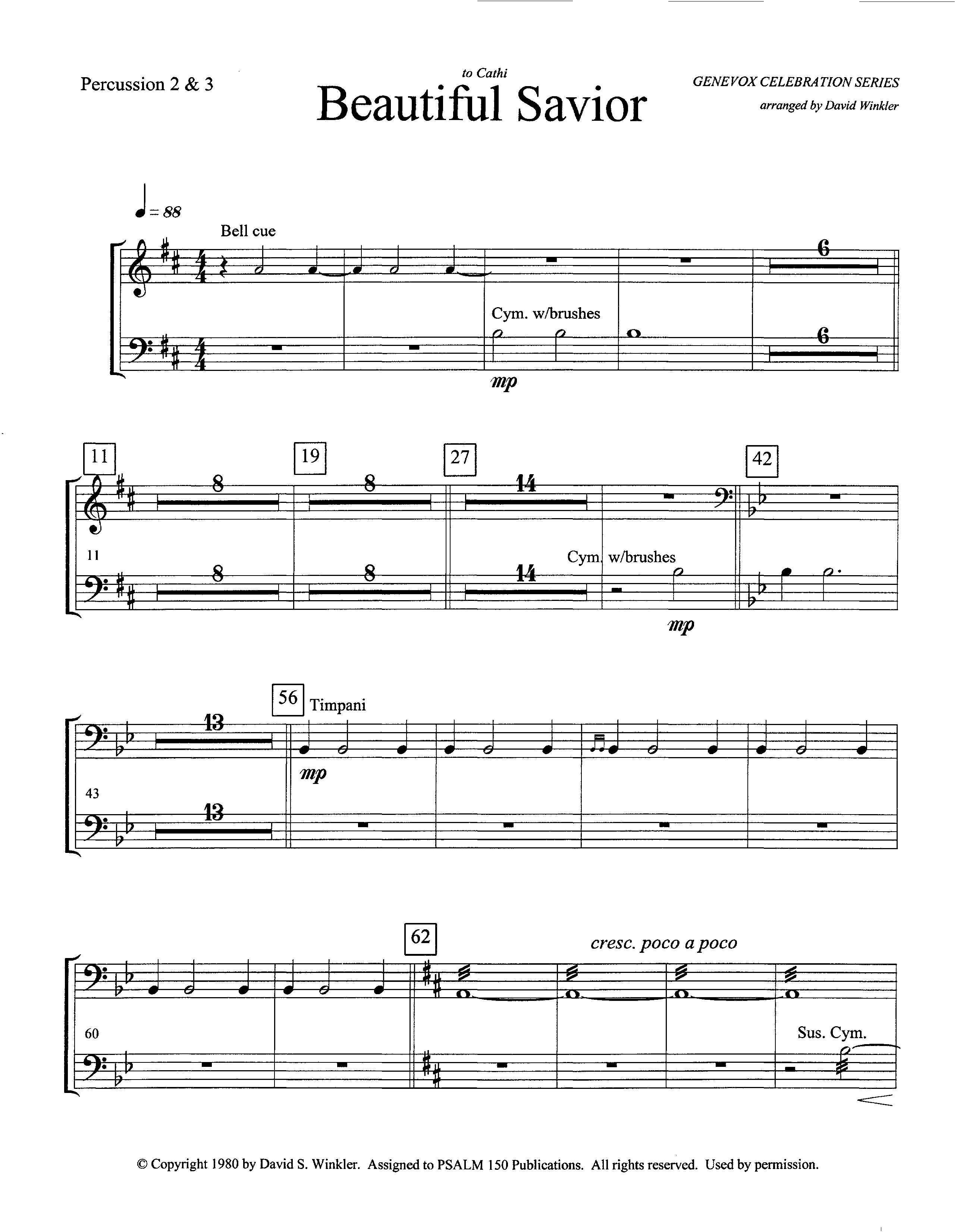 Beautiful Savior (Instrumental) Percussion (Lifeway Worship / Arr. David Winkler)