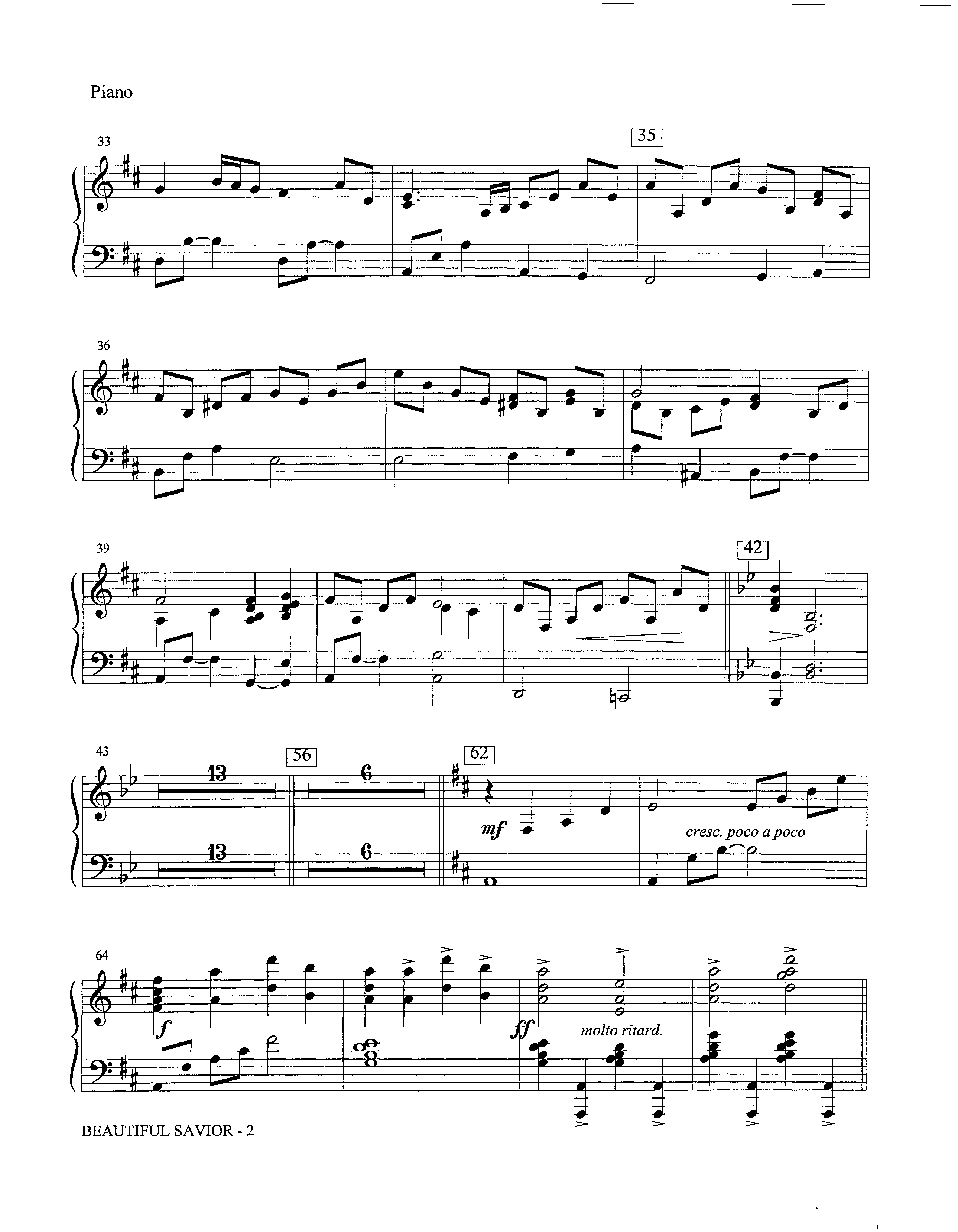 Beautiful Savior (Instrumental) Piano Sheet (Lifeway Worship / Arr. David Winkler)
