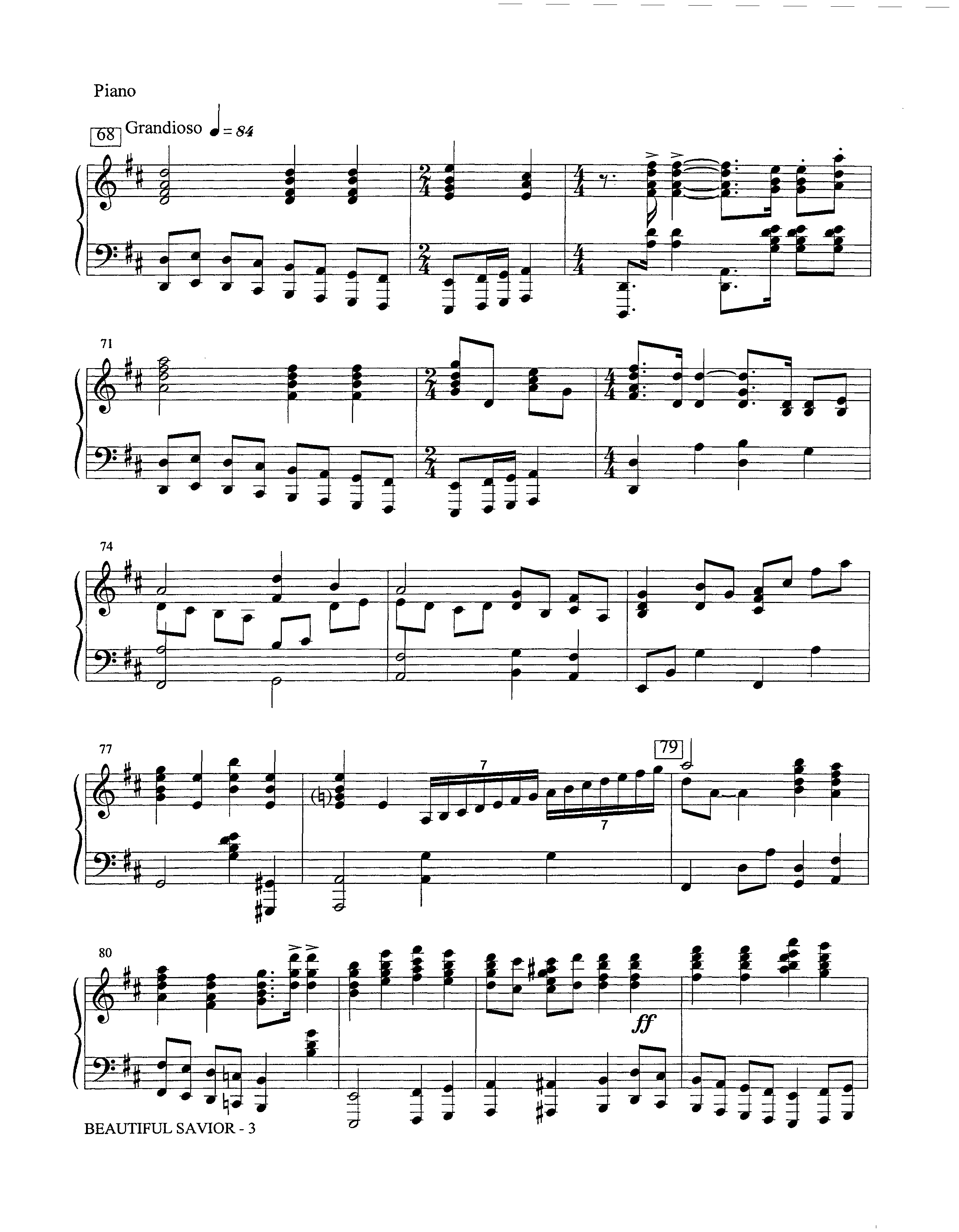Beautiful Savior (Instrumental) Piano Sheet (Lifeway Worship / Arr. David Winkler)
