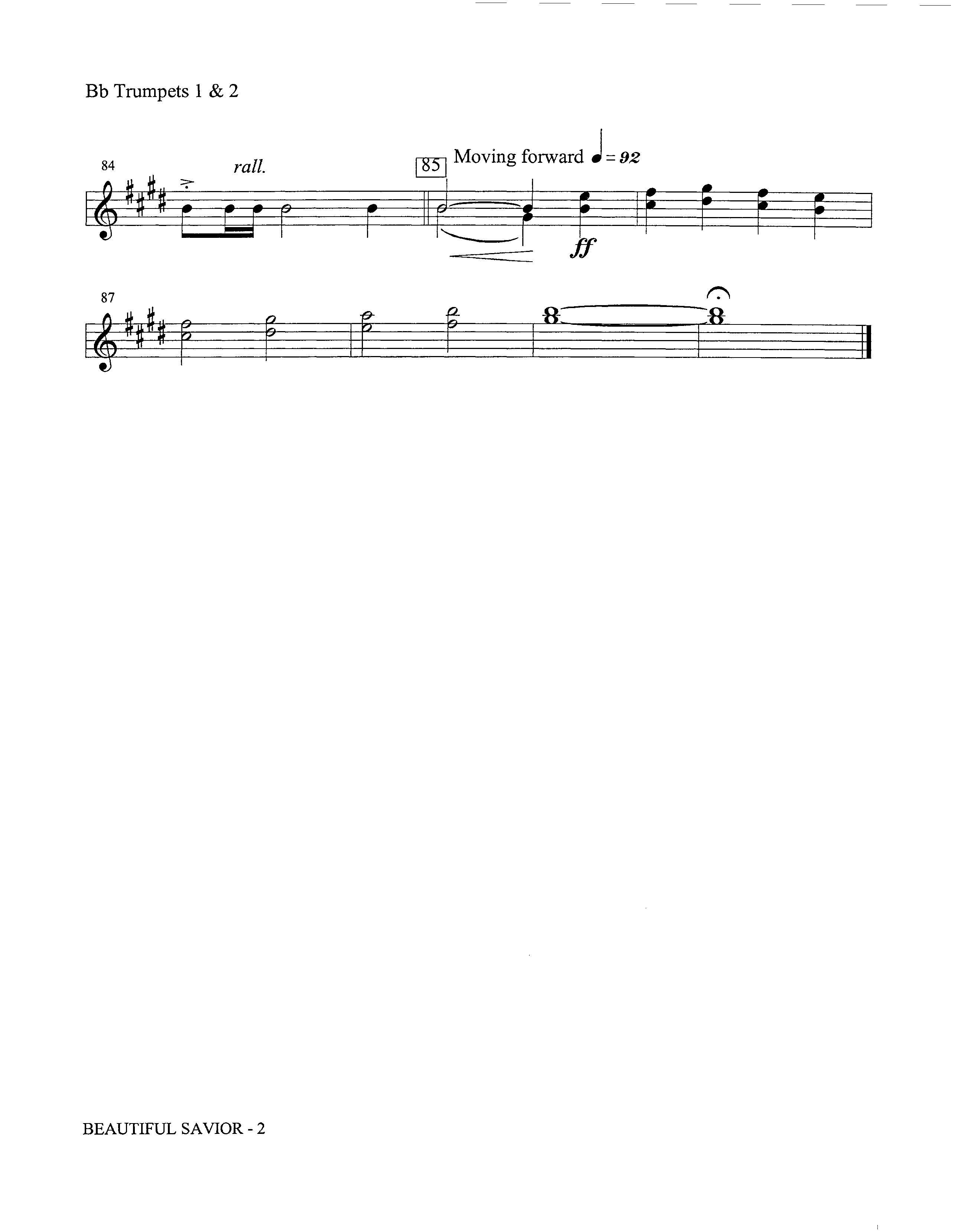 Beautiful Savior (Instrumental) Trumpet 1,2 (Lifeway Worship / Arr. David Winkler)