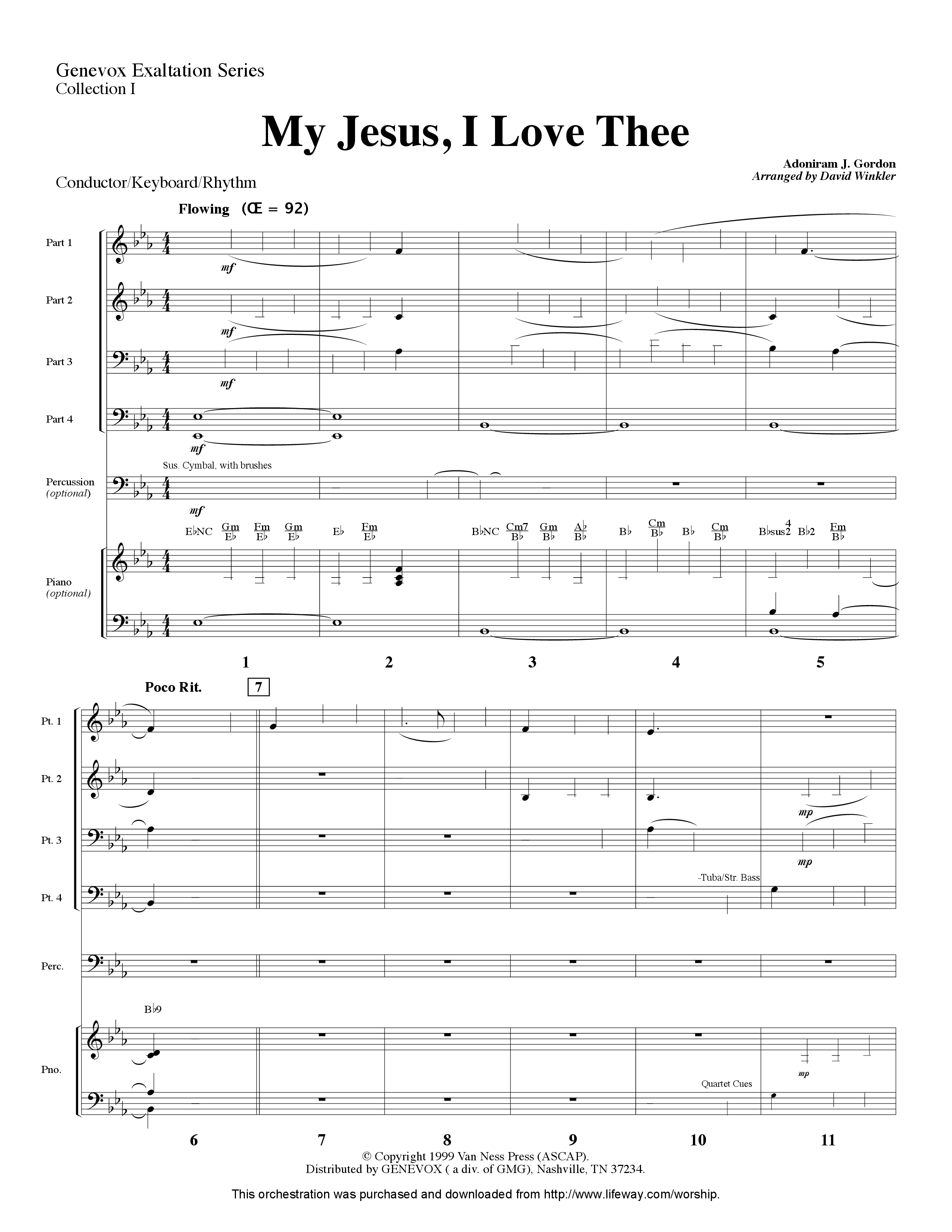My Jesus I Love Thee (Instrumental) Orchestration (Lifeway Worship / Arr. David Winkler)