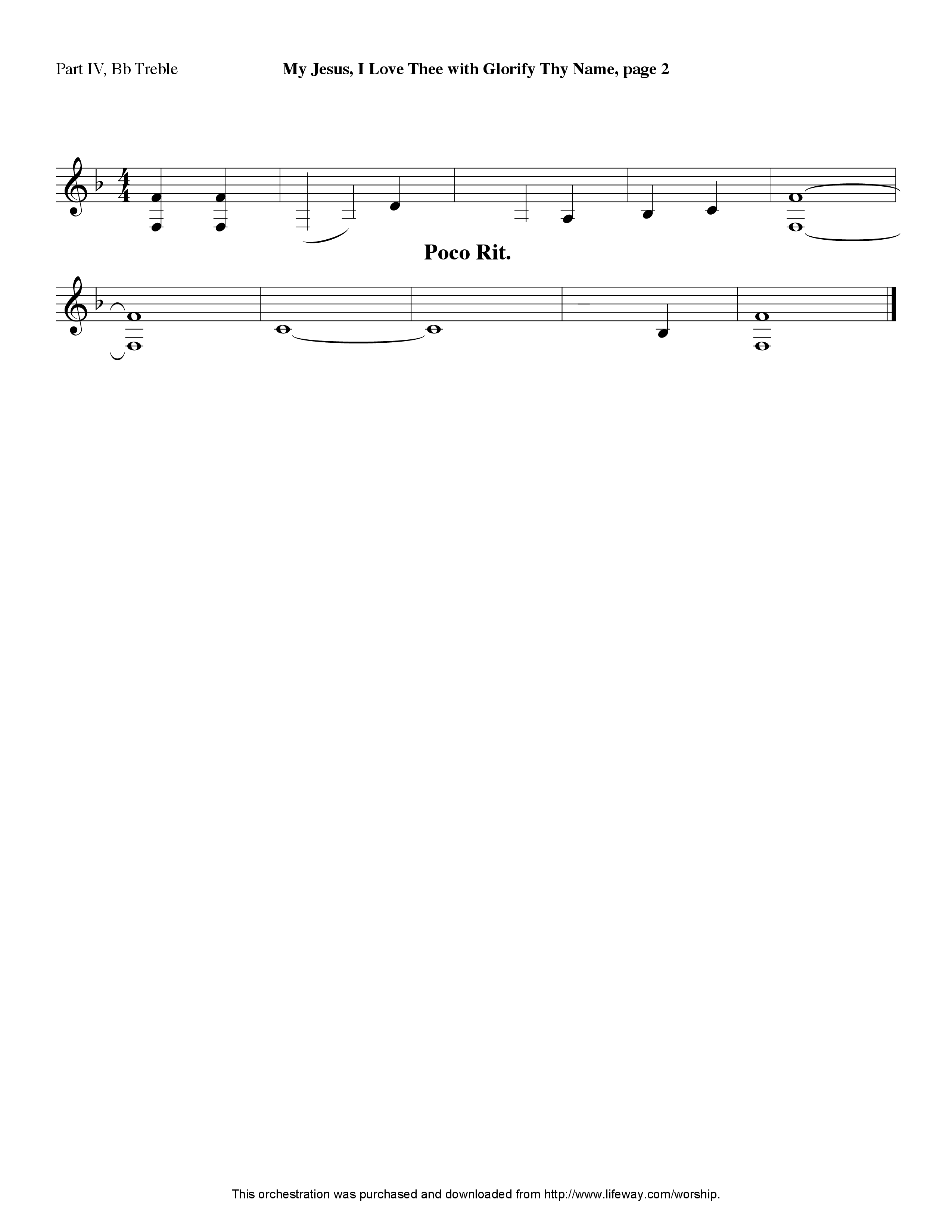 My Jesus I Love Thee (Instrumental) Part 4: Bb, Eb Treble, C Bass (Lifeway Worship / Arr. David Winkler)