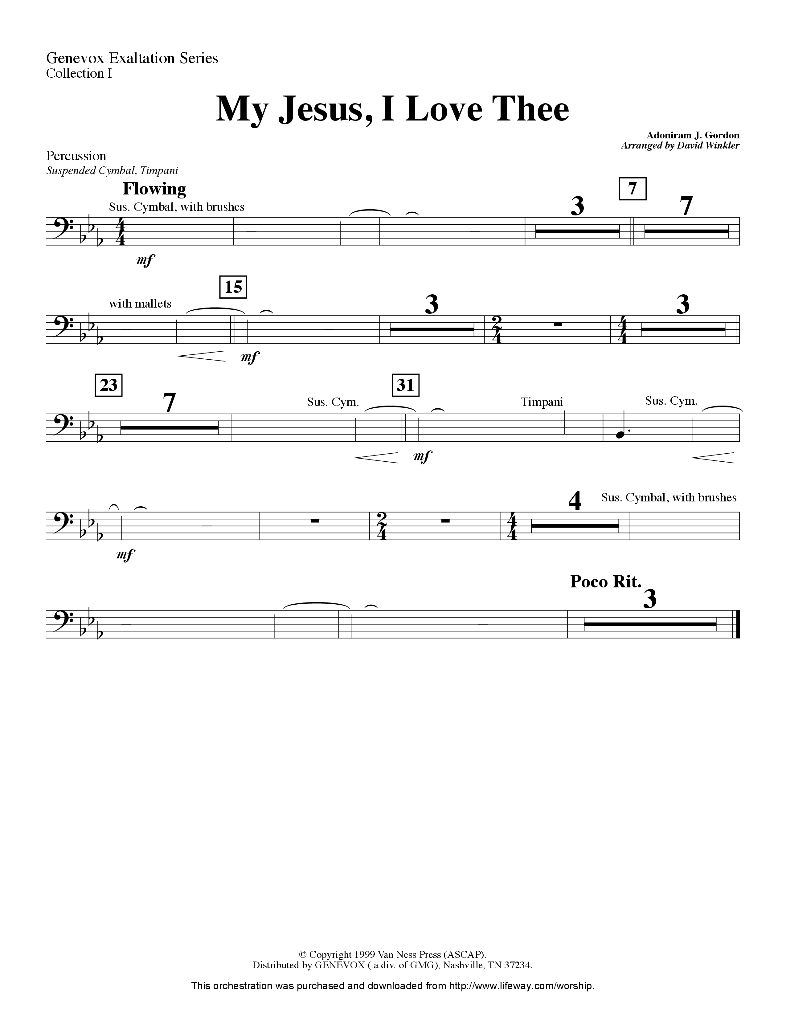 My Jesus I Love Thee (Instrumental) Percussion (Lifeway Worship / Arr. David Winkler)