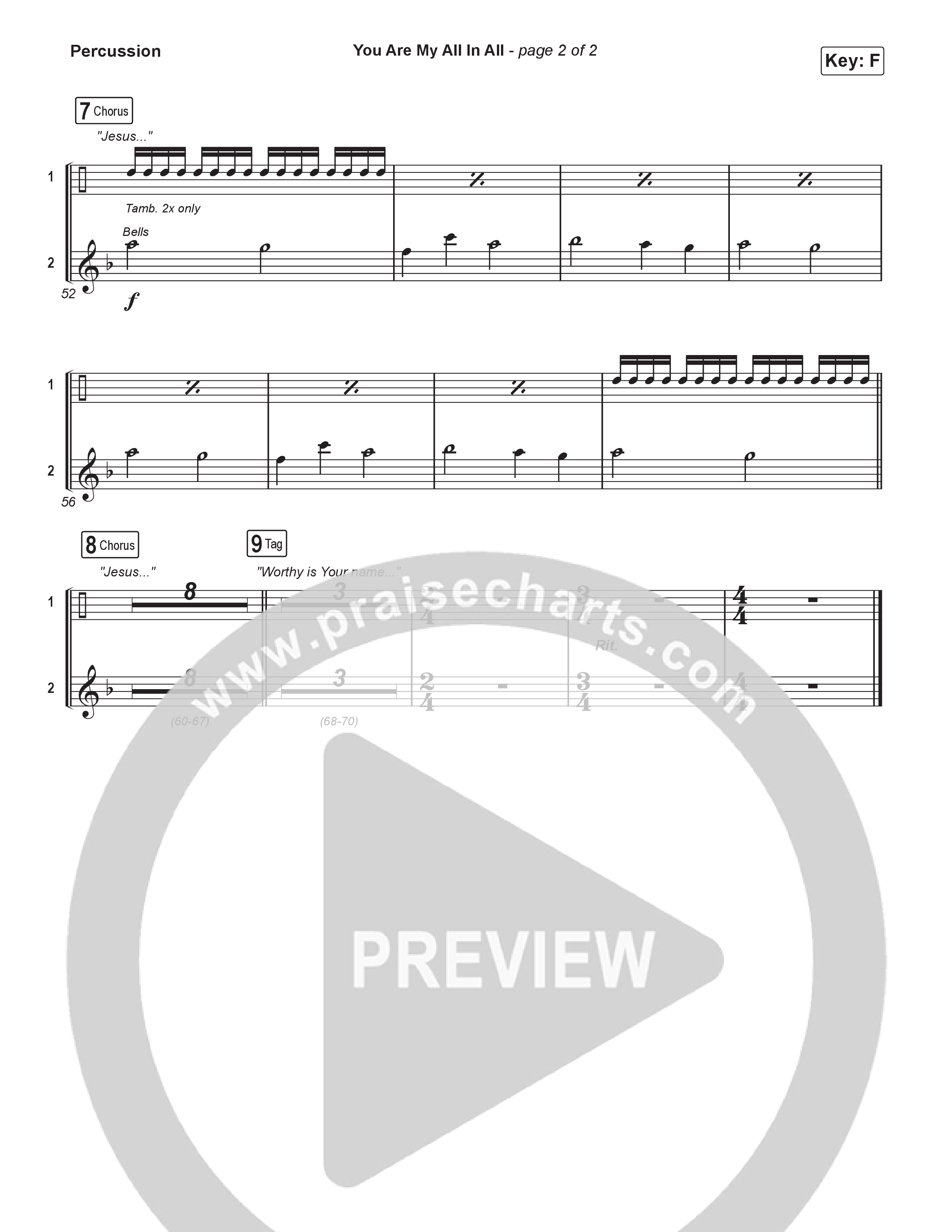 You Are My All In All (Choral/SATB) Percussion (Travis Cottrell / Brooke Voland / Arr. Tommee Profitt / Orch. Mason Brown)