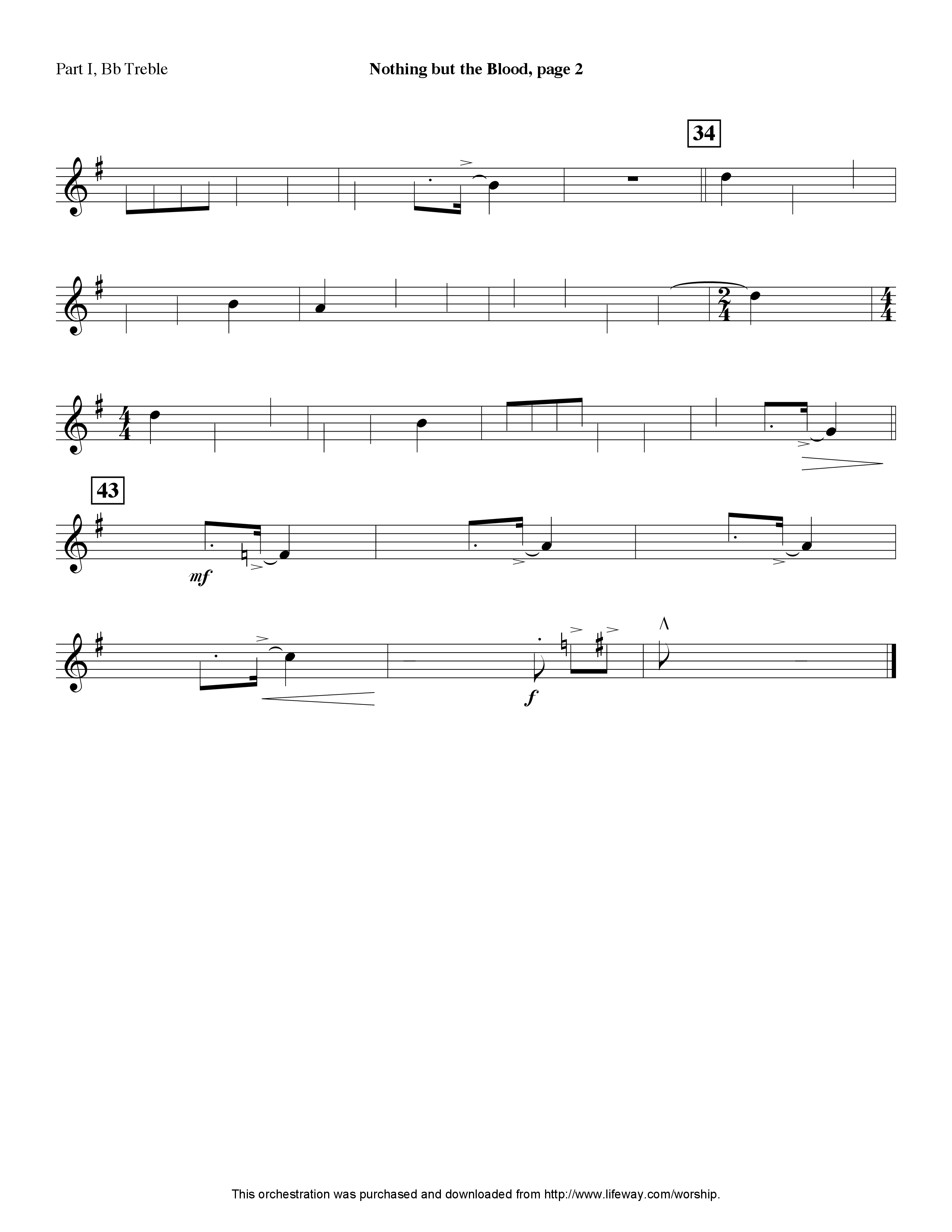 Nothing But The Blood (Instrumental) Part 1: Bb, C, Eb Treble (Lifeway Worship / Arr. Tom Payne)