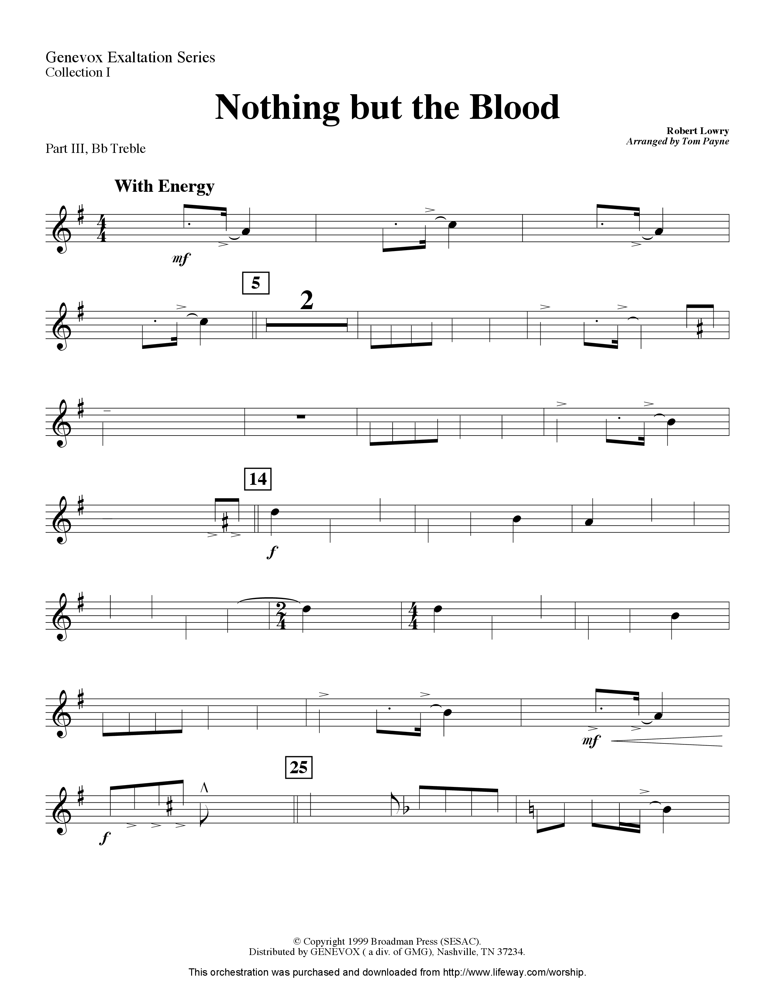 Nothing But The Blood (Instrumental) Part 3: Bb, F Treble; Bass, Viola (Lifeway Worship / Arr. Tom Payne)