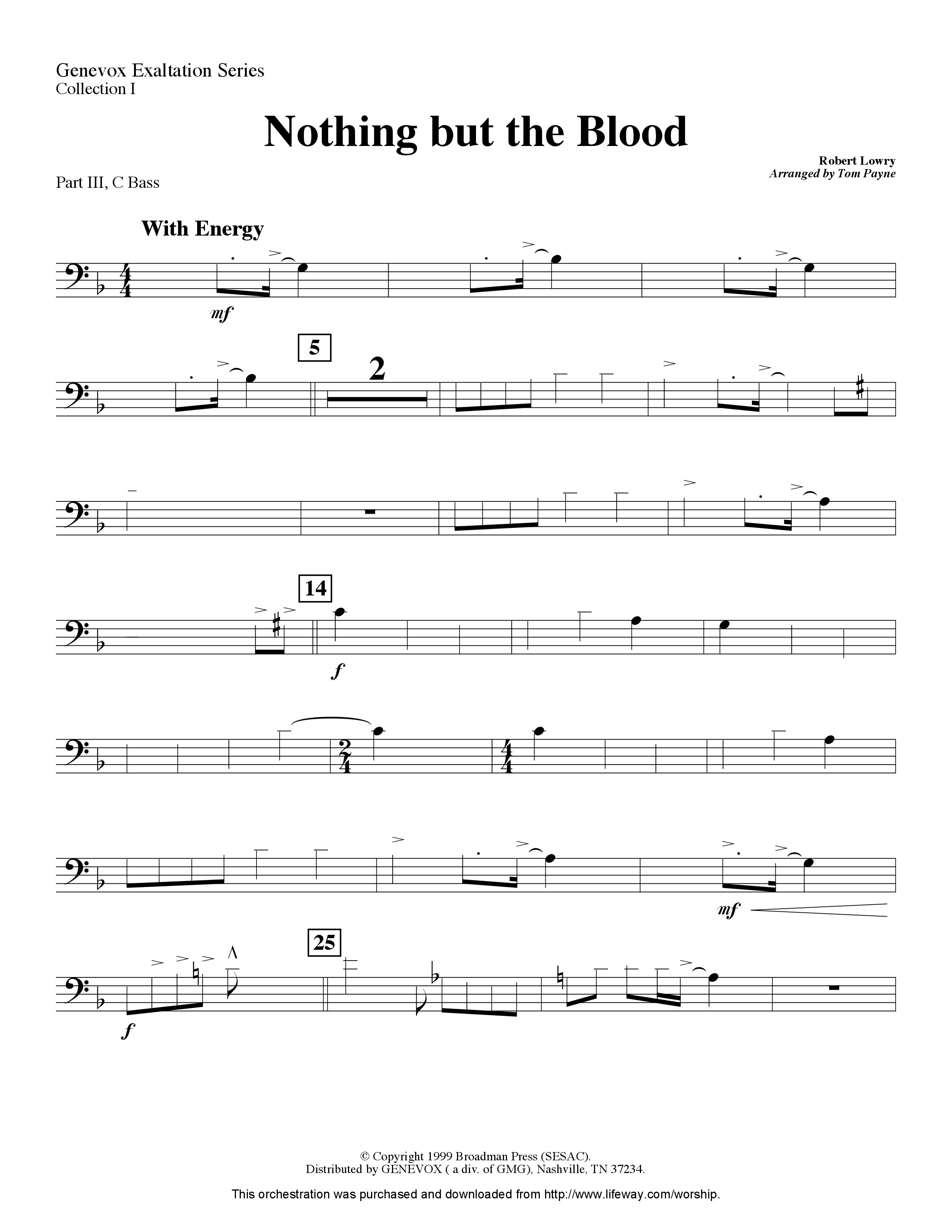 Nothing But The Blood (Instrumental) Part 3: Bb, F Treble; Bass, Viola (Lifeway Worship / Arr. Tom Payne)