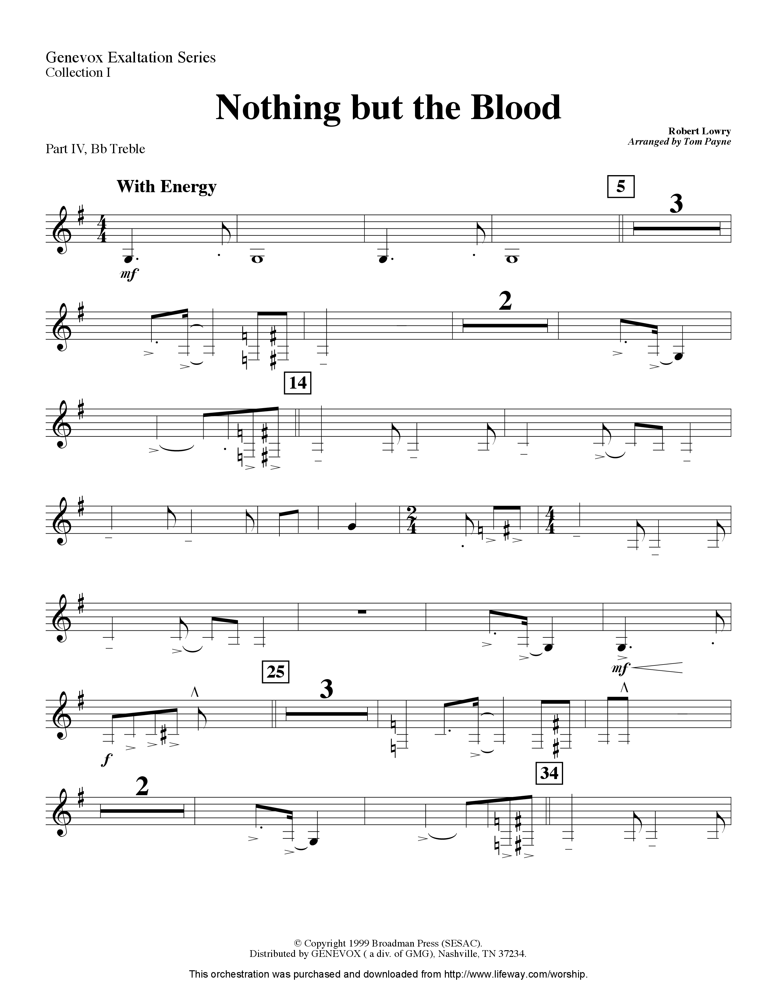 Nothing But The Blood (Instrumental) Part 4: Bb, Eb Treble, C Bass (Lifeway Worship / Arr. Tom Payne)