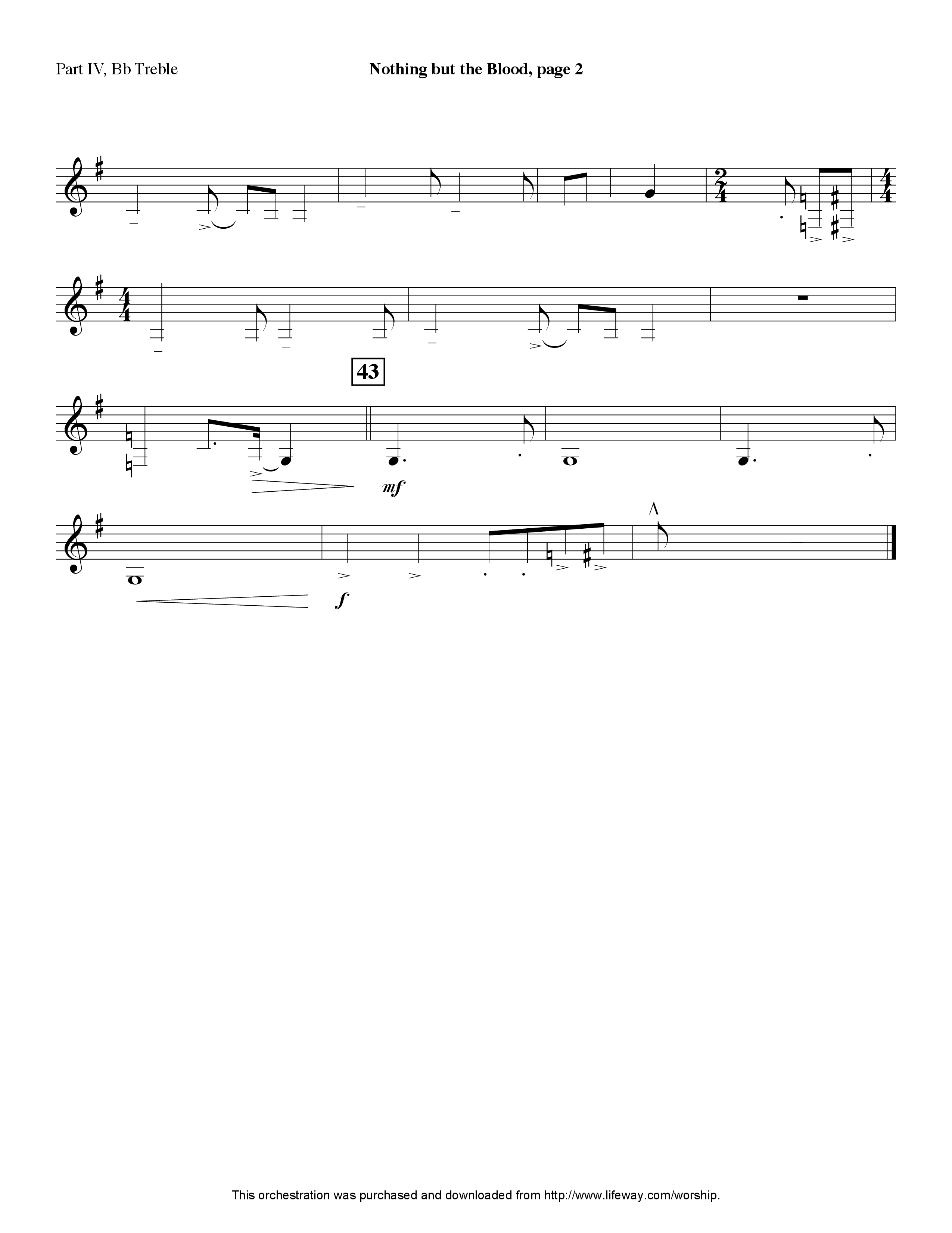 Nothing But The Blood (Instrumental) Part 4: Bb, Eb Treble, C Bass (Lifeway Worship / Arr. Tom Payne)