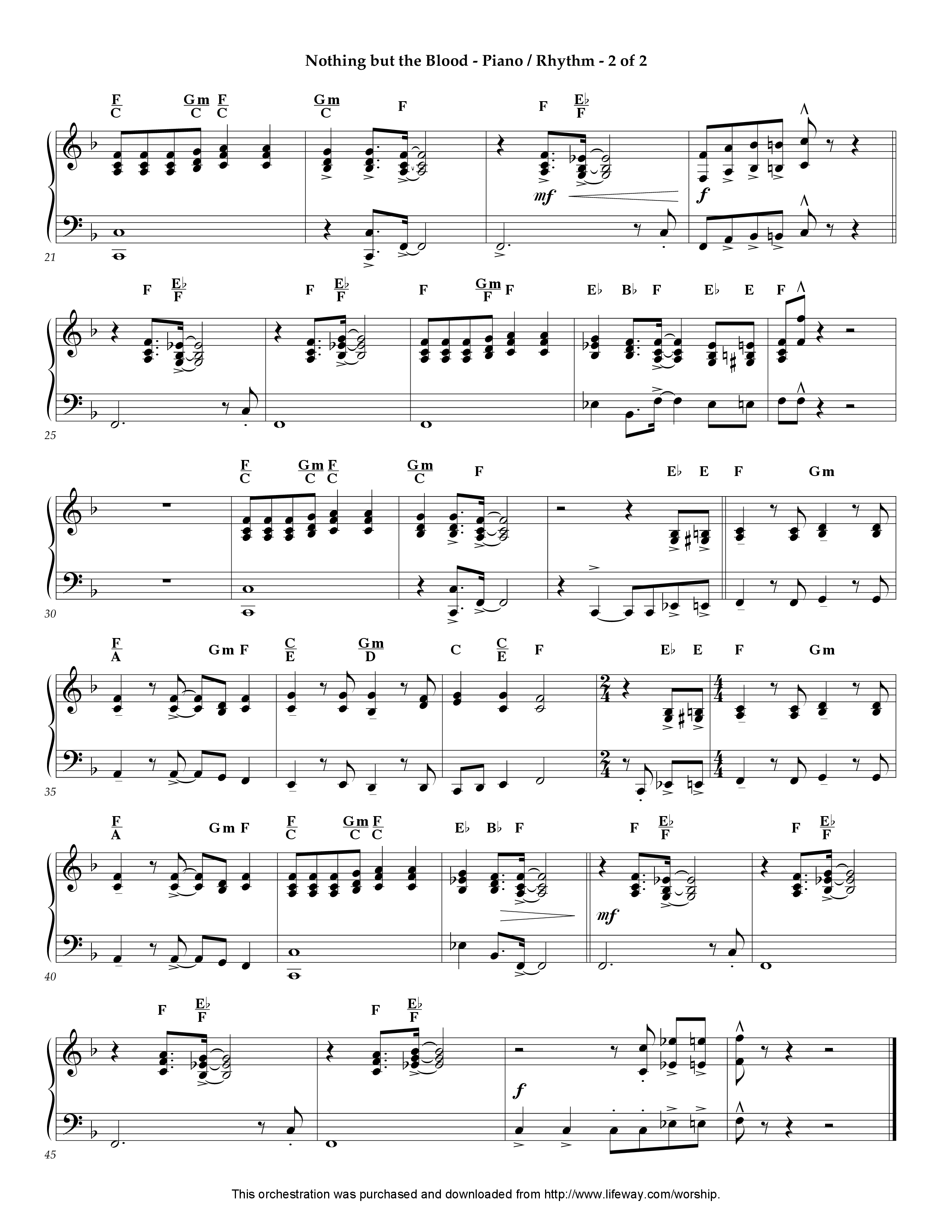 Nothing But The Blood (Instrumental) Piano Sheet (Lifeway Worship / Arr. Tom Payne)