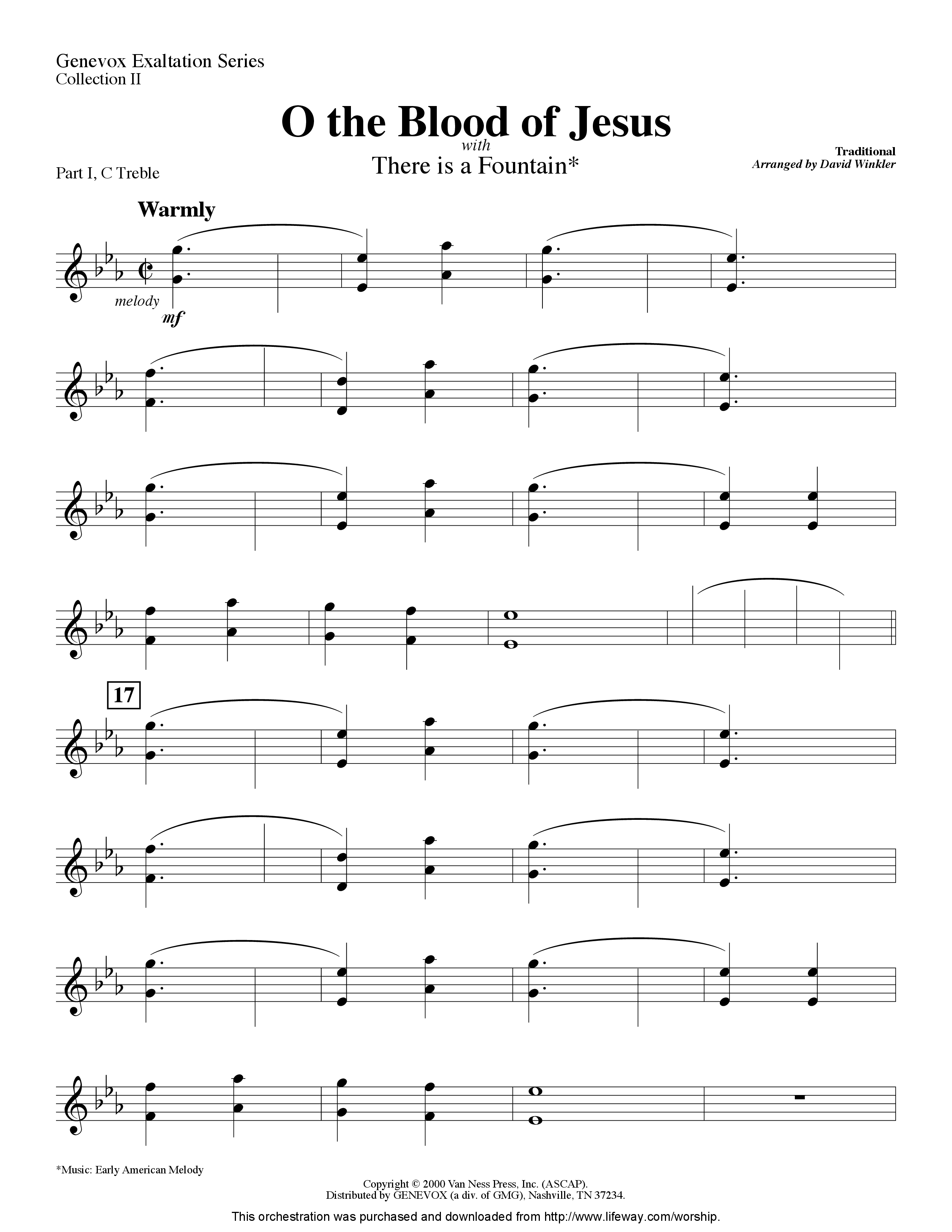 O The Blood Of Jesus (with There Is A Fountain) (Instrumental) Part 1: Bb, C, Eb Treble (Lifeway Worship / Arr. David Winkler)