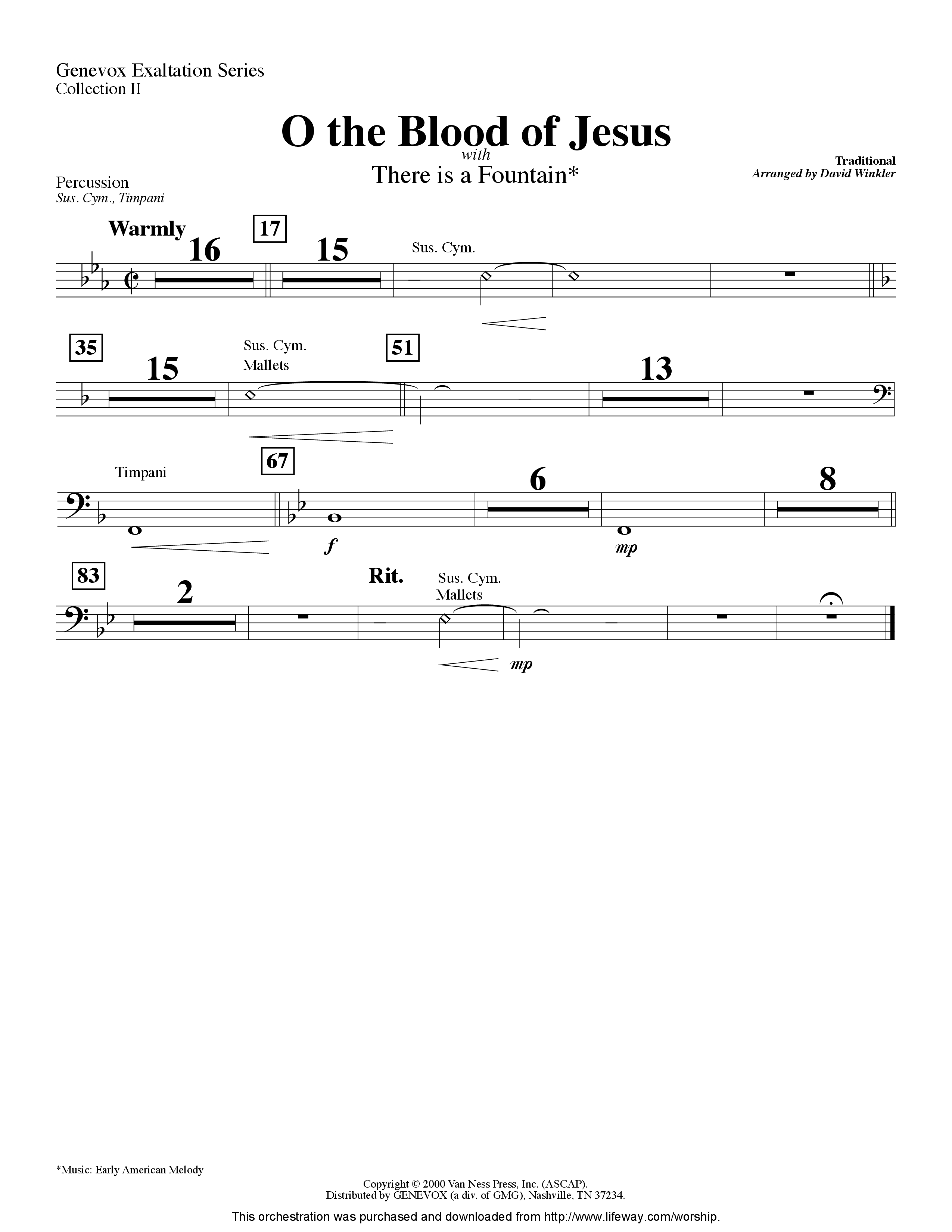 O The Blood Of Jesus (with There Is A Fountain) (Instrumental) Percussion (Lifeway Worship / Arr. David Winkler)