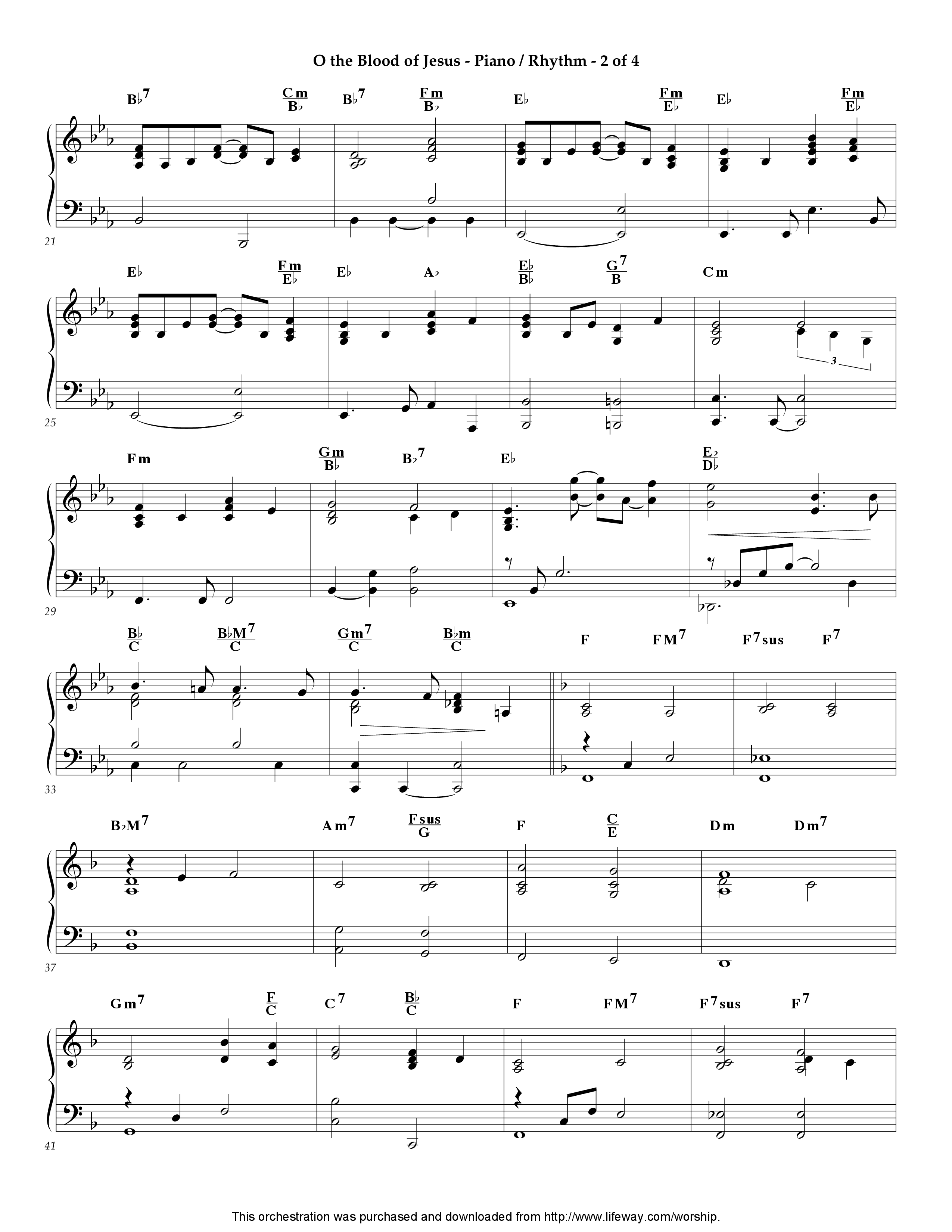 O The Blood Of Jesus (with There Is A Fountain) (Instrumental) Piano Sheet (Lifeway Worship / Arr. David Winkler)