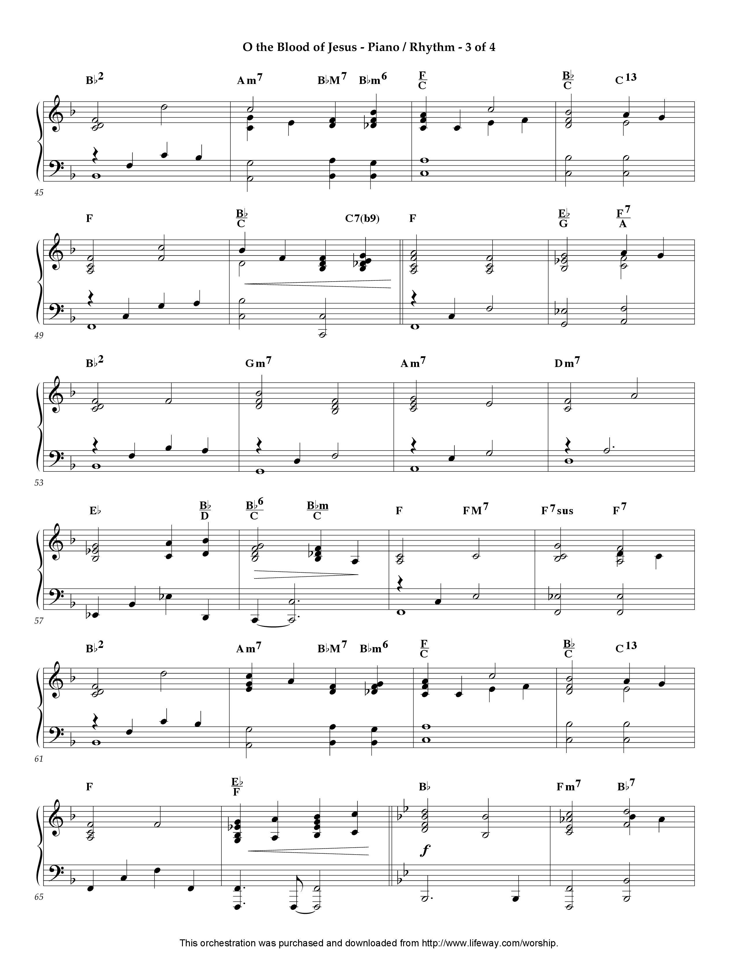 O The Blood Of Jesus (with There Is A Fountain) (Instrumental) Piano Sheet (Lifeway Worship / Arr. David Winkler)