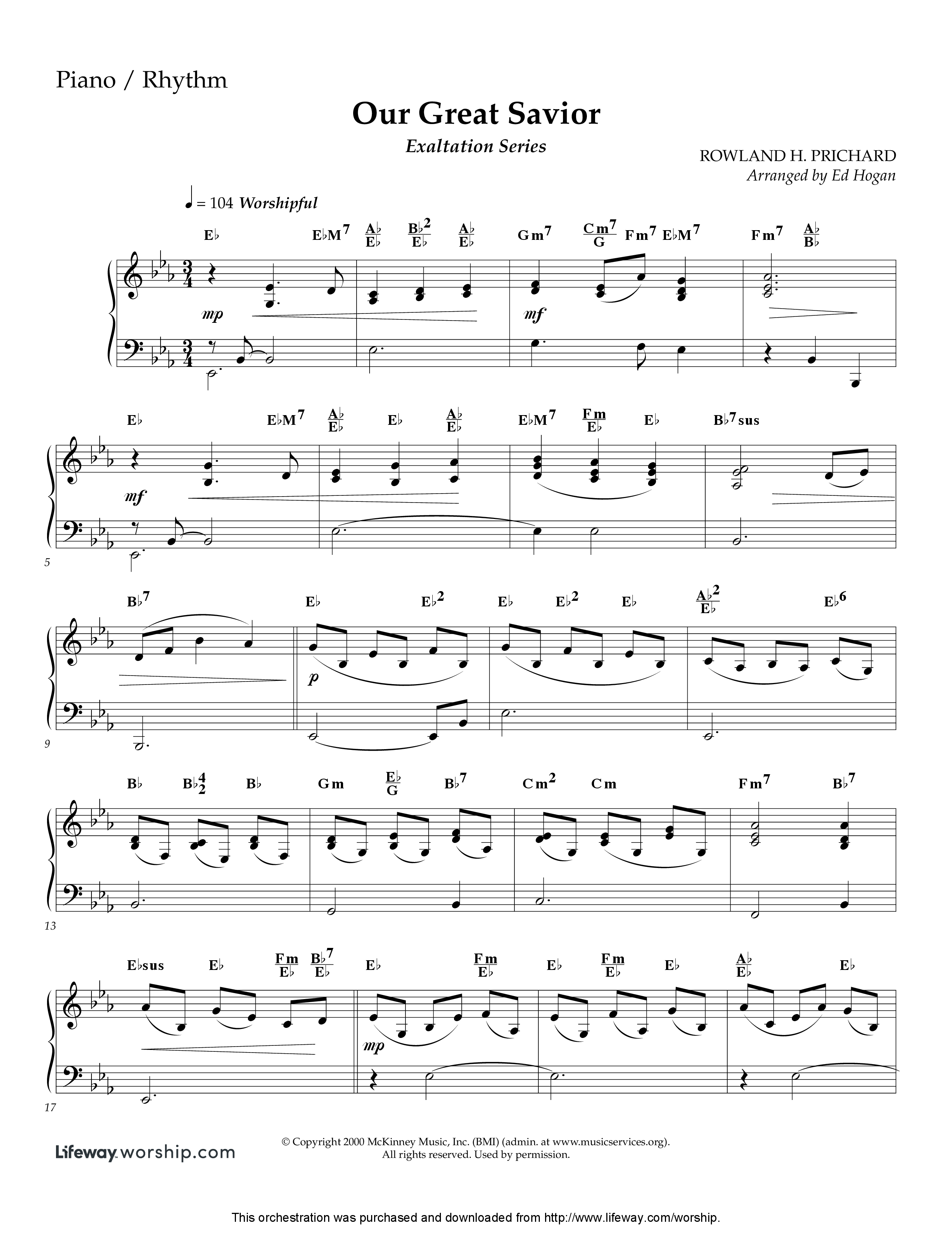 Our Great Savior (Instrumental) Piano Sheet (Lifeway Worship / Arr. Ed Hogan)