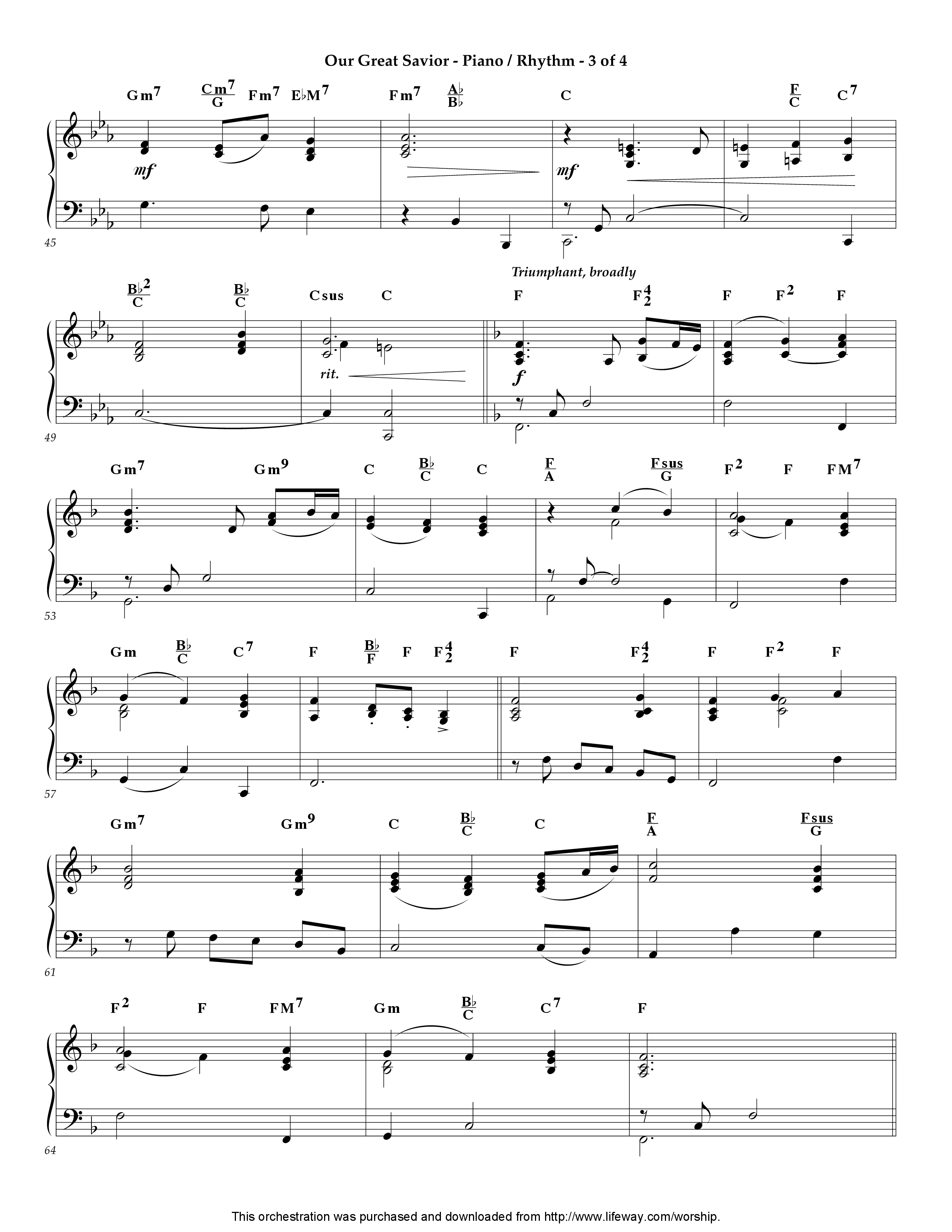 Our Great Savior (Instrumental) Piano Sheet (Lifeway Worship / Arr. Ed Hogan)
