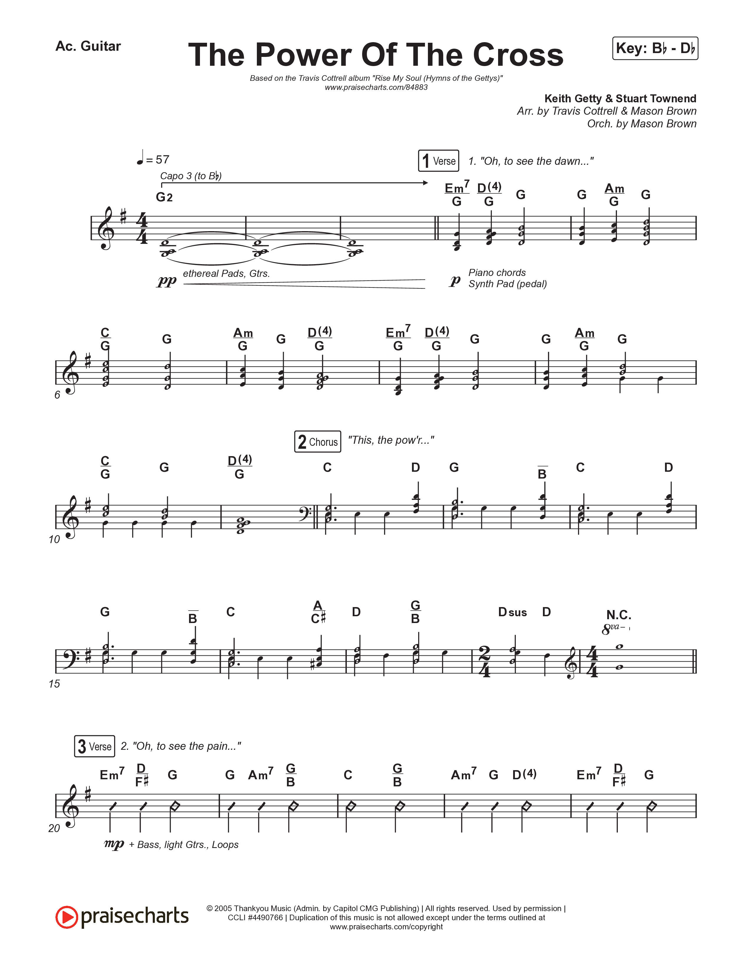 The Power Of The Cross (Choral/SATB) Acoustic Guitar (Travis Cottrell / Arr. Mason Brown)
