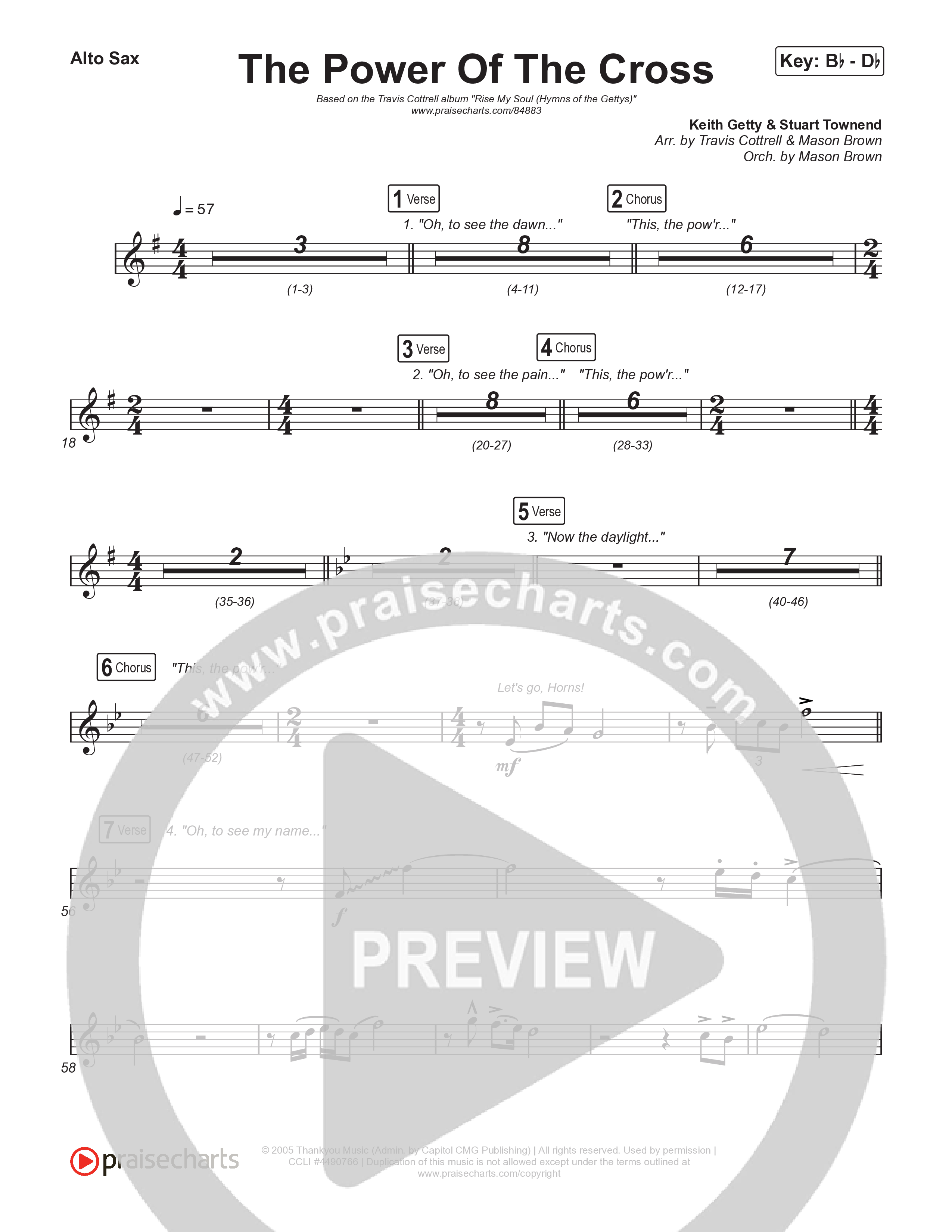 The Power Of The Cross (Choral/SATB) Alto Sax (Travis Cottrell / Arr. Mason Brown)