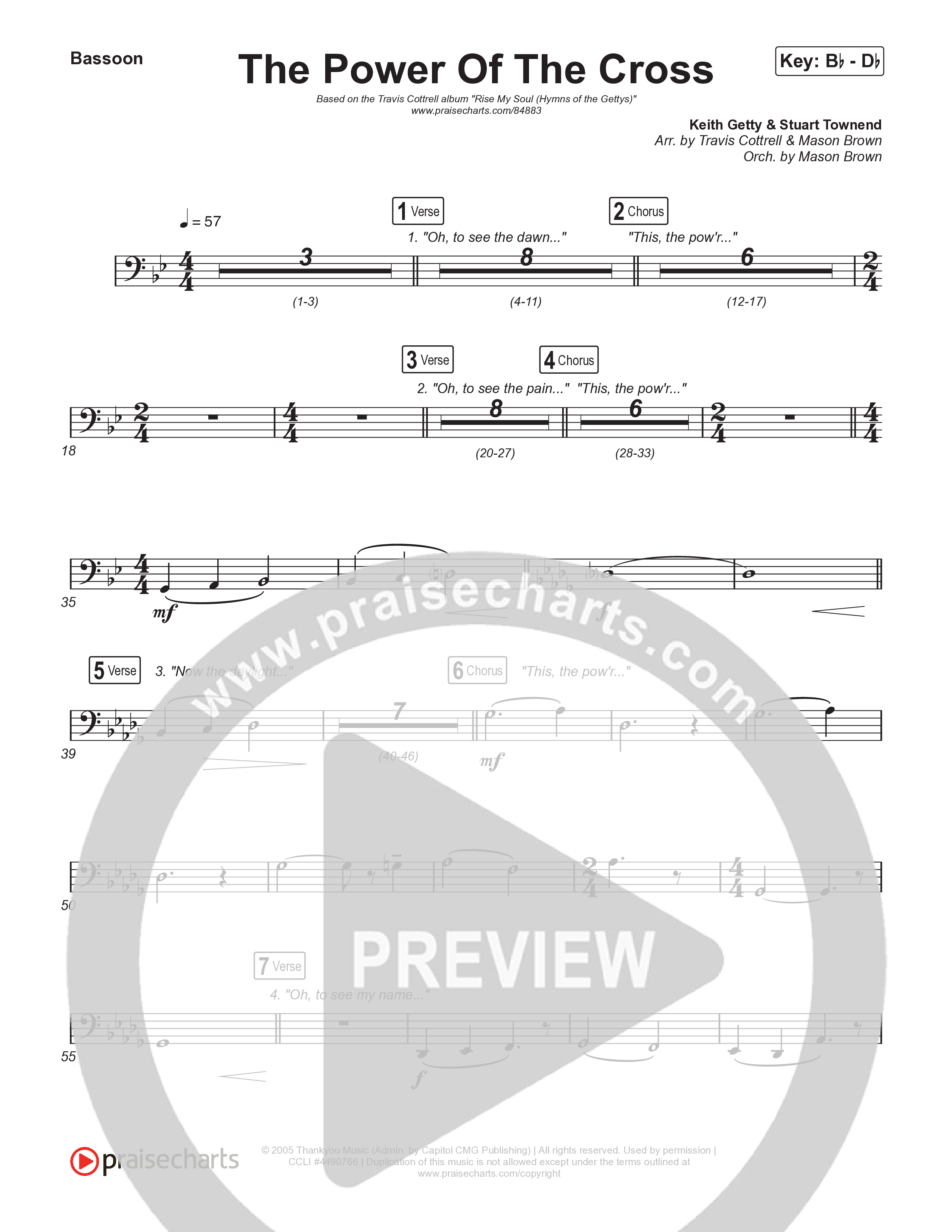 The Power Of The Cross (Choral/SATB) Bassoon (Travis Cottrell / Arr. Mason Brown)