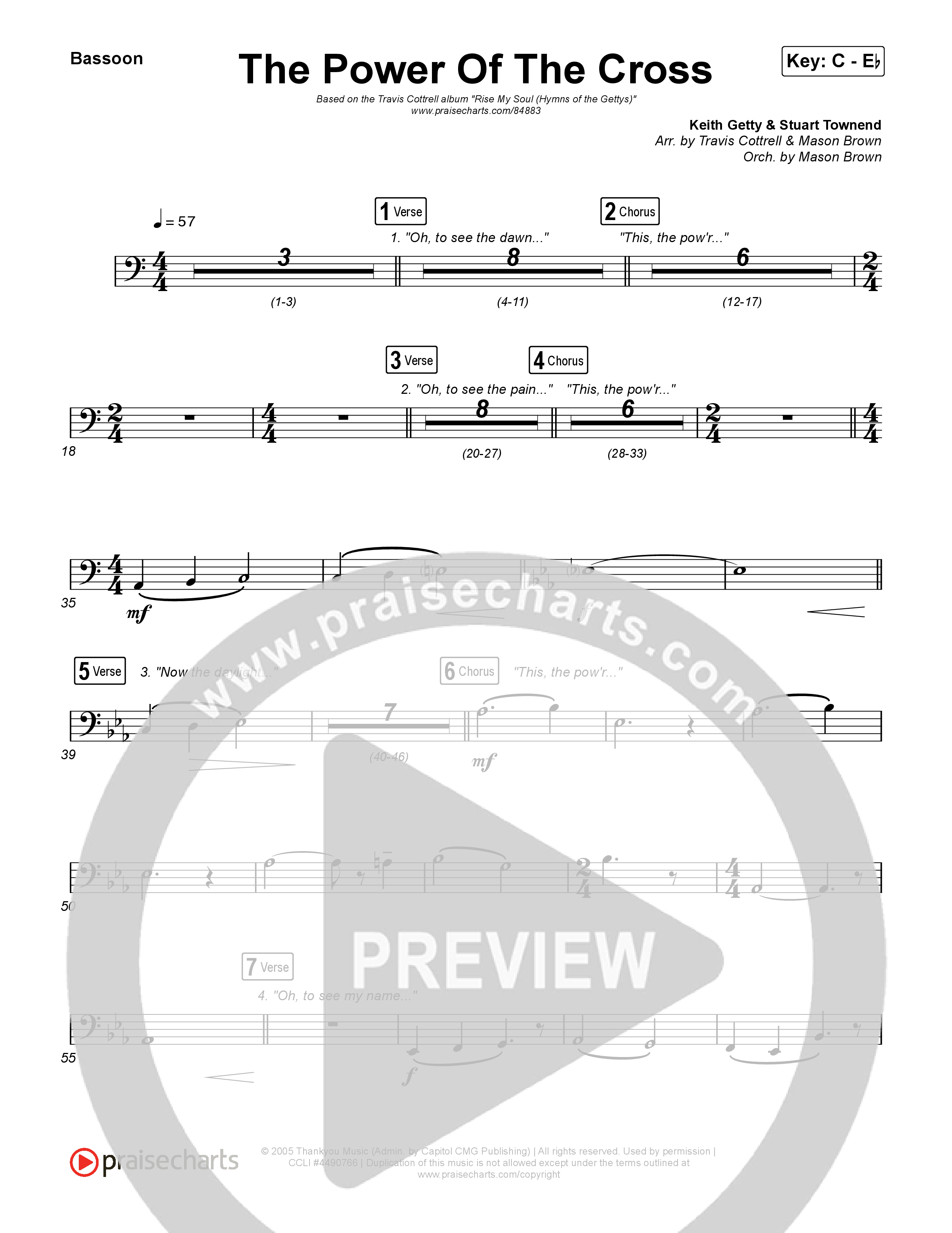 The Power Of The Cross (Choral/SATB) Bassoon (Travis Cottrell / Arr. Mason Brown)