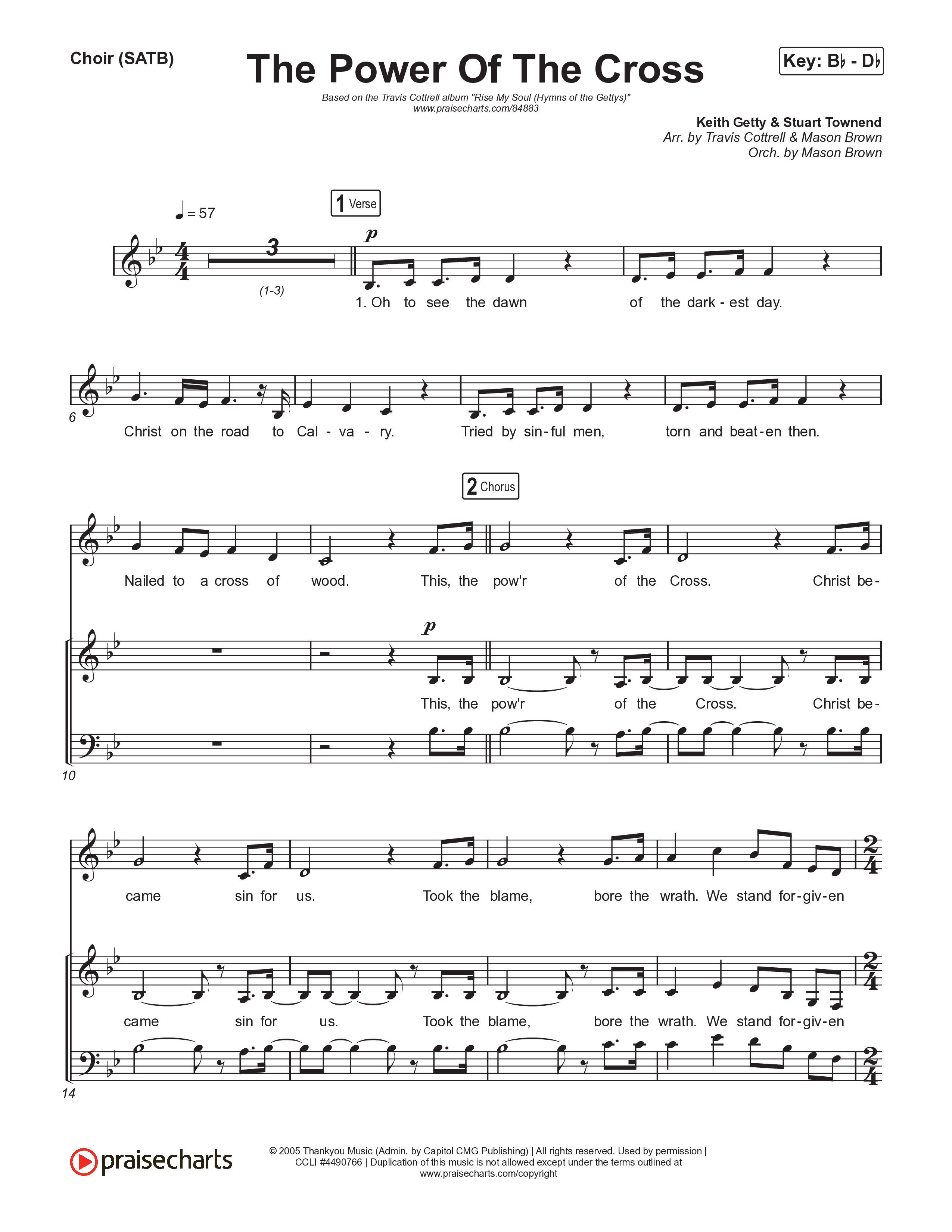 The Power Of The Cross (Choral/SATB) Choir Sheet (SATB) (Travis Cottrell / Arr. Mason Brown)