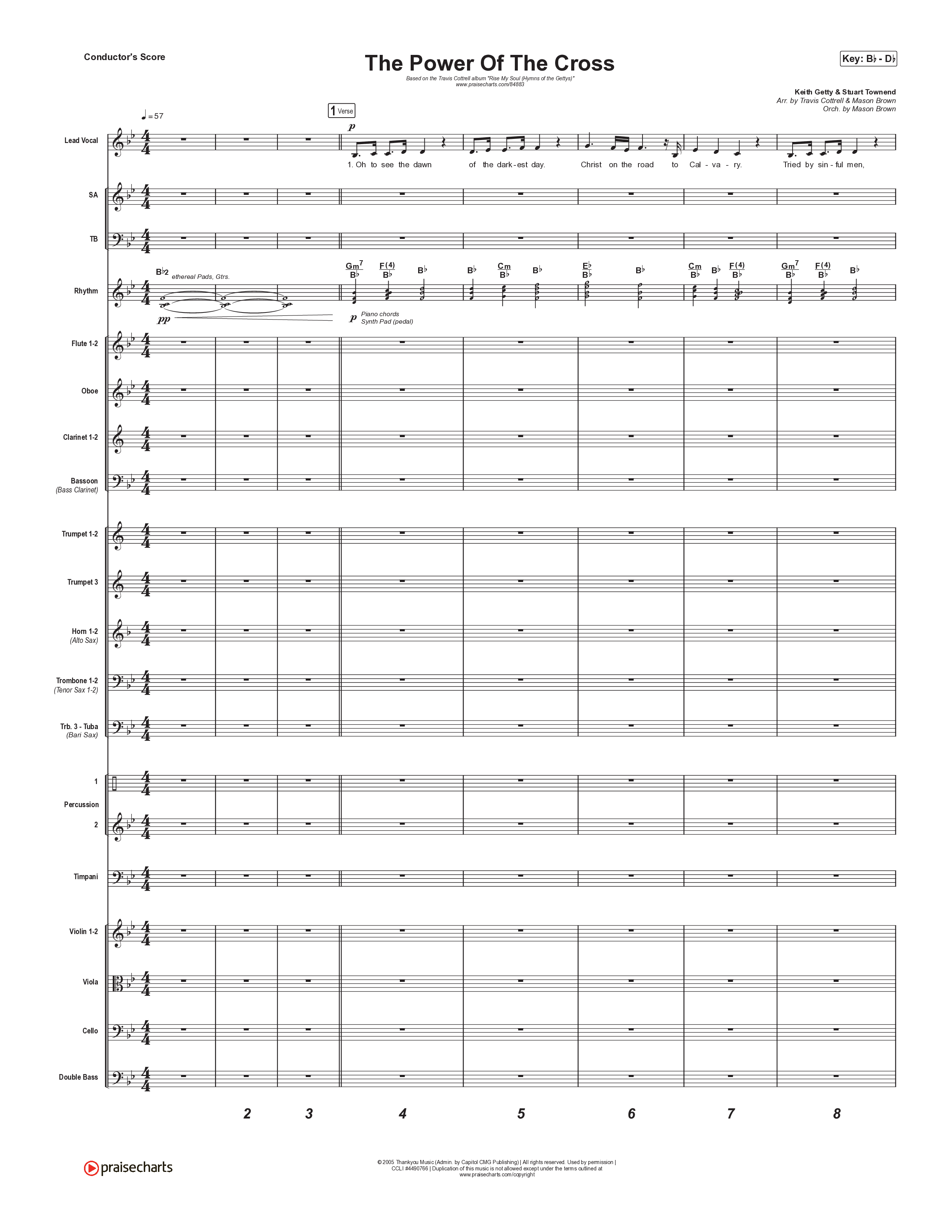 The Power Of The Cross (Choral/SATB) Conductor's Score (Travis Cottrell / Arr. Mason Brown)