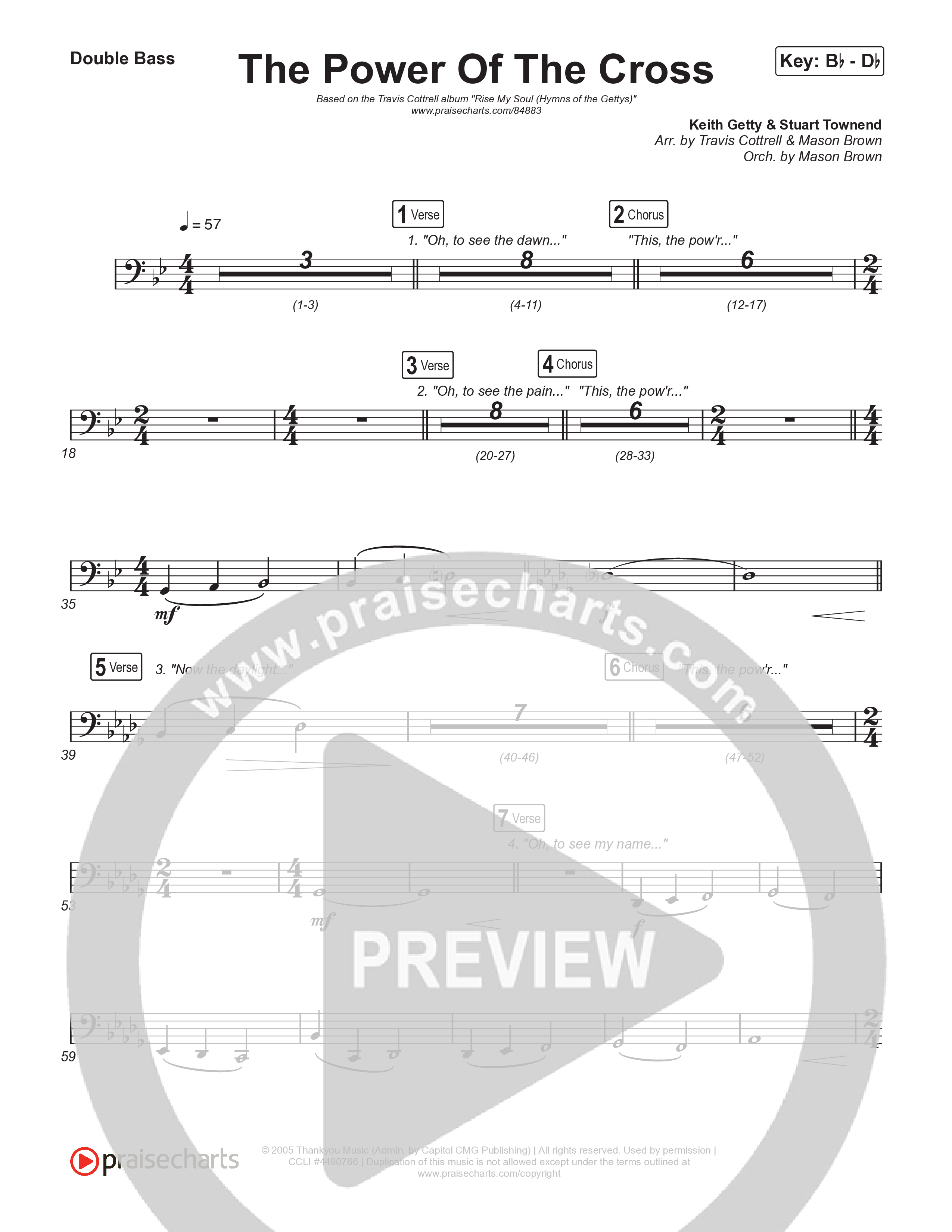 The Power Of The Cross (Choral/SATB) String Bass (Travis Cottrell / Arr. Mason Brown)