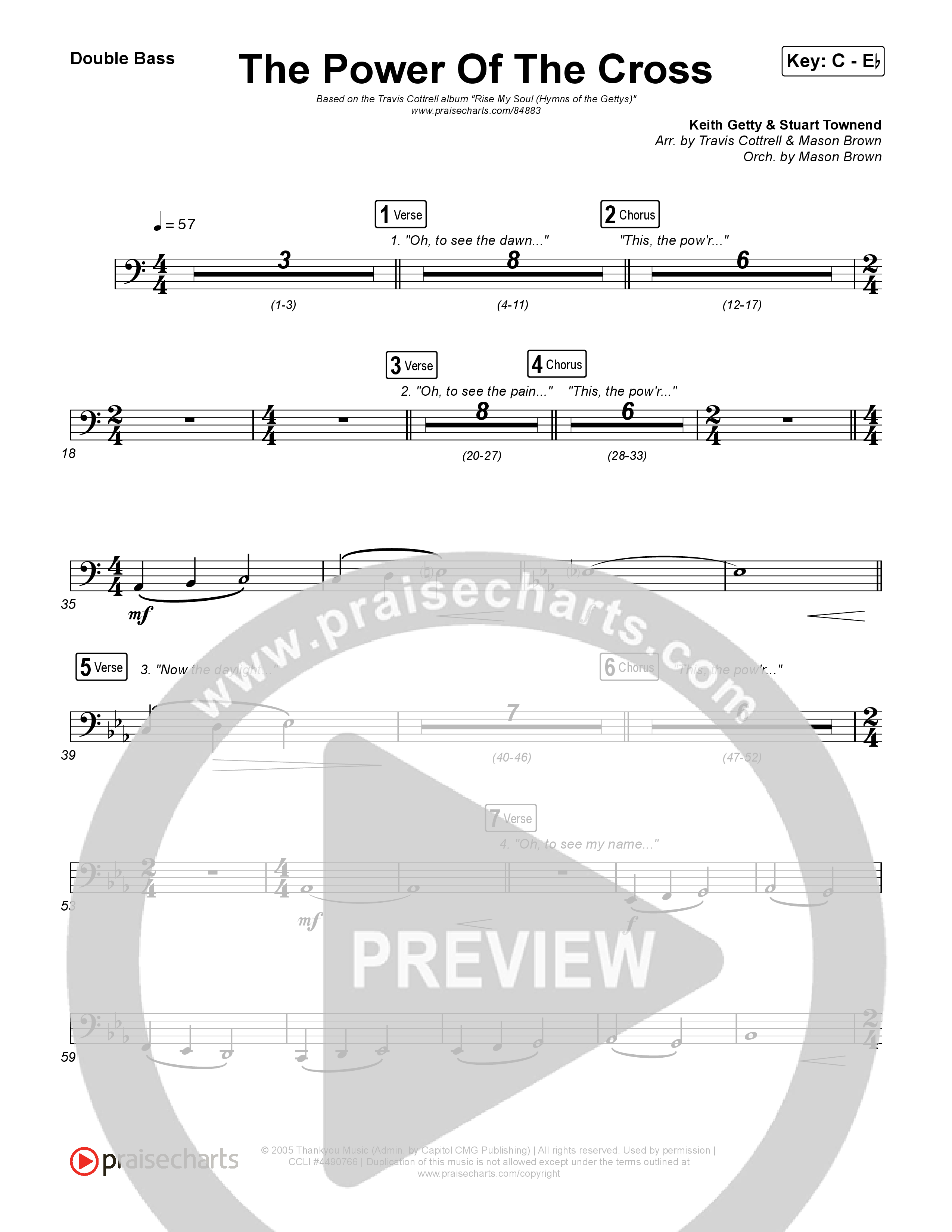 The Power Of The Cross (Choral/SATB) String Bass (Travis Cottrell / Arr. Mason Brown)